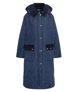 Cookston Longline Quilted Jacket - Navy