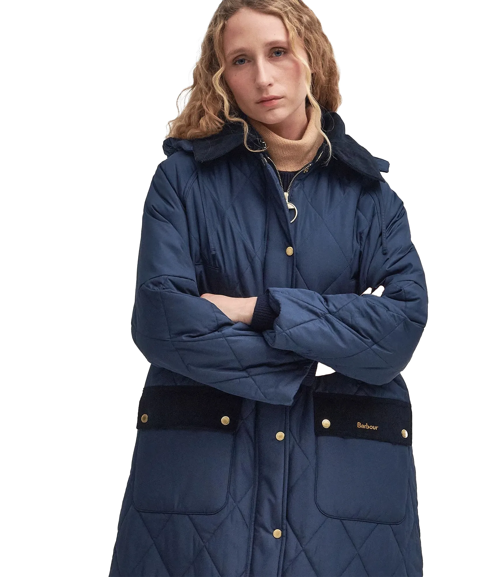 Cookston Longline Quilted Jacket - Navy