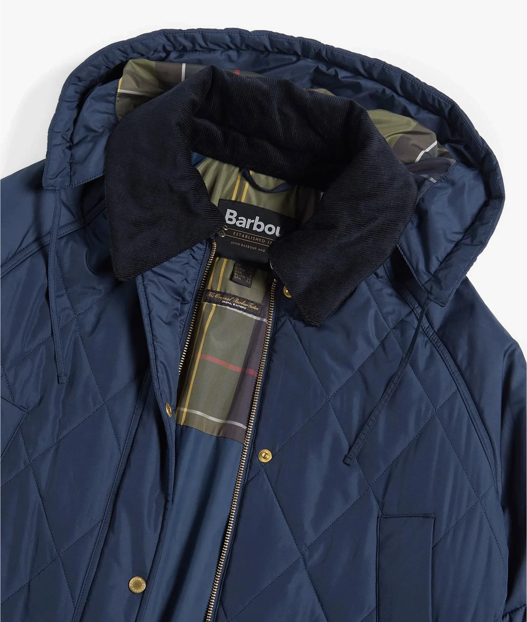 Cookston Longline Quilted Jacket - Navy