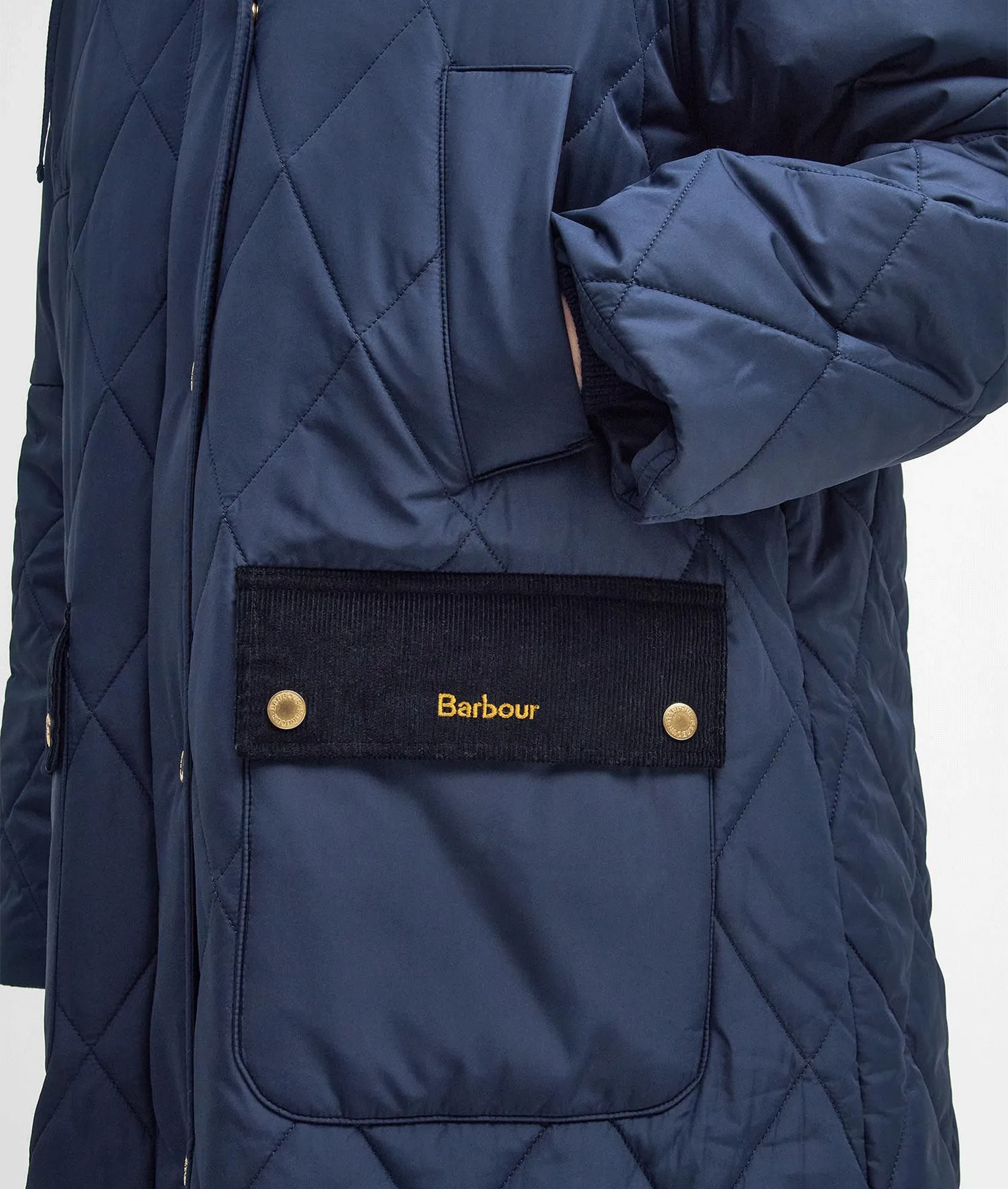 Cookston Longline Quilted Jacket - Navy