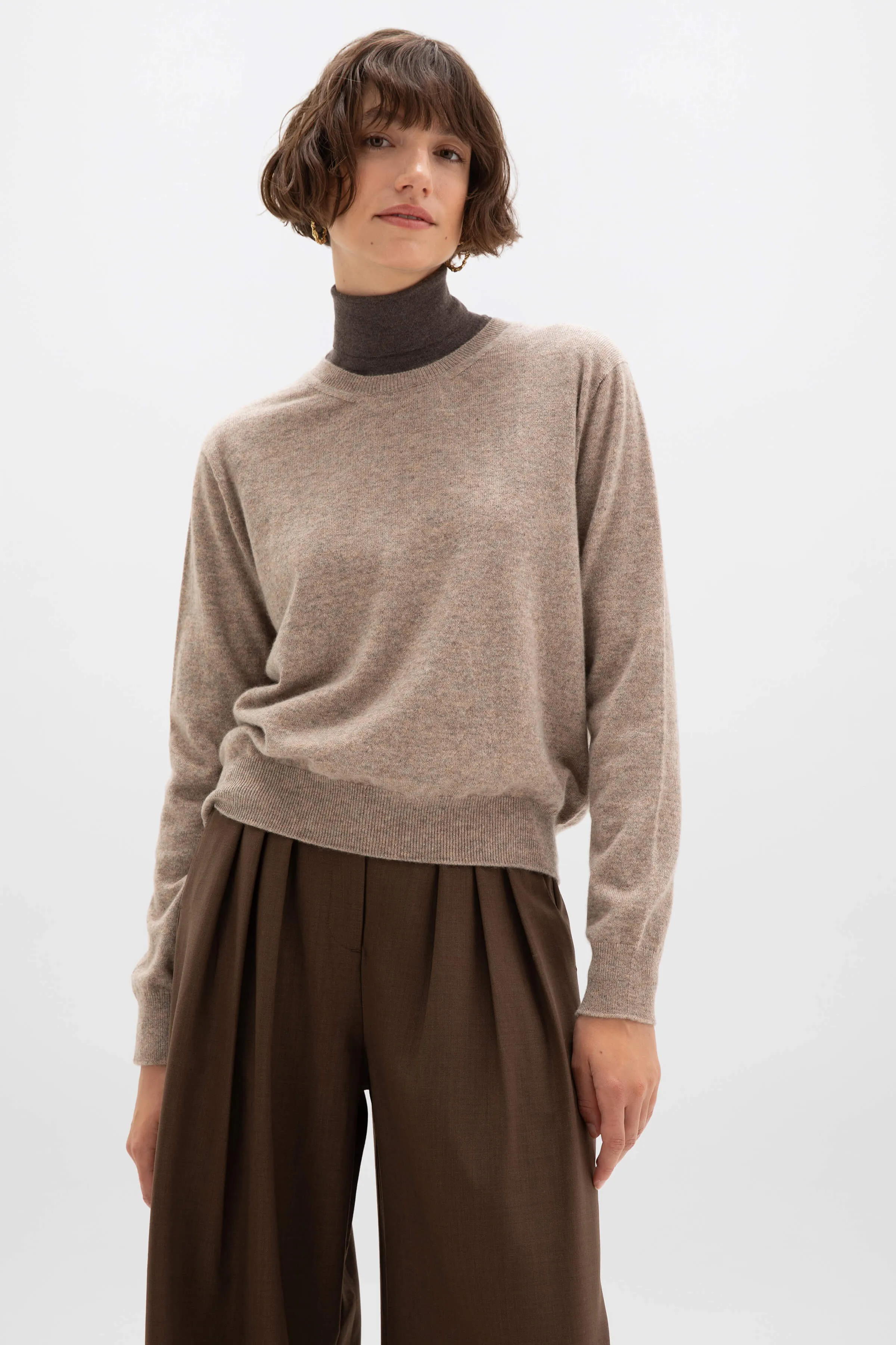 Cropped Cashmere Round Neck