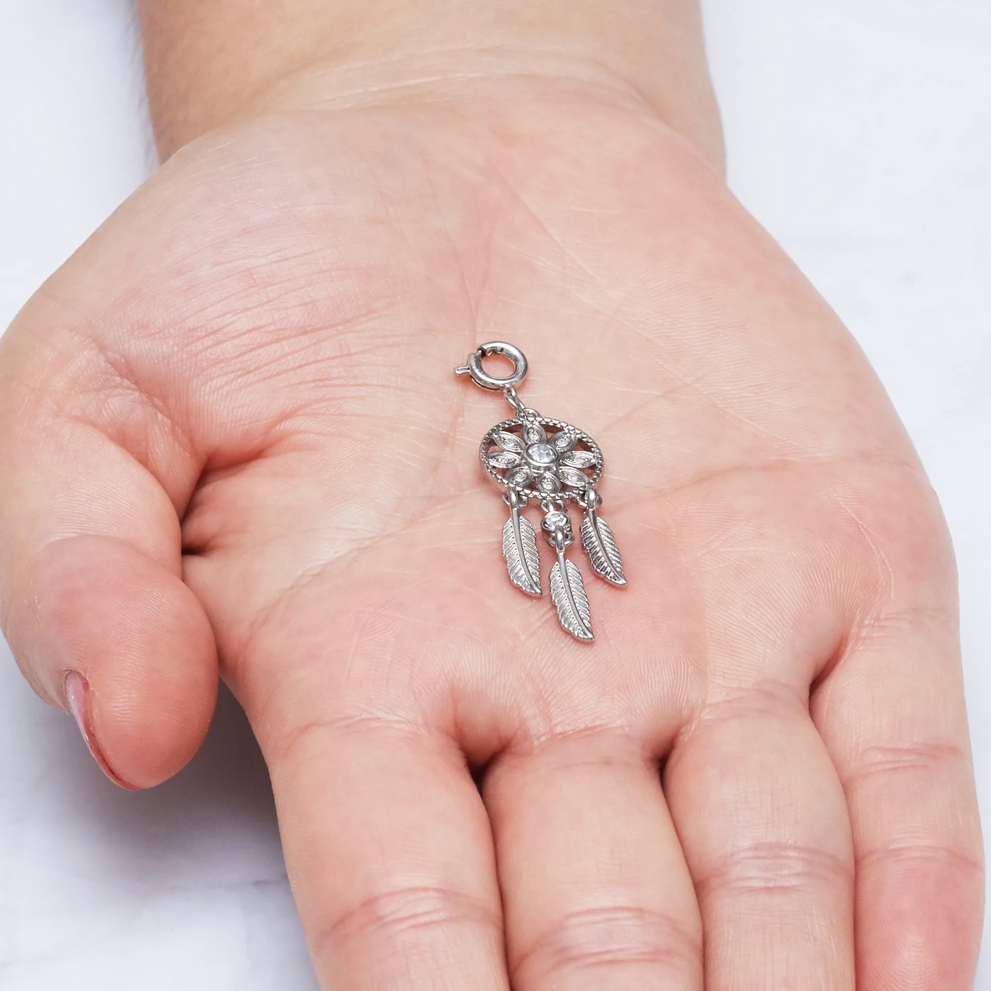 Dream Catcher Charm Created with Zircondia® Crystals