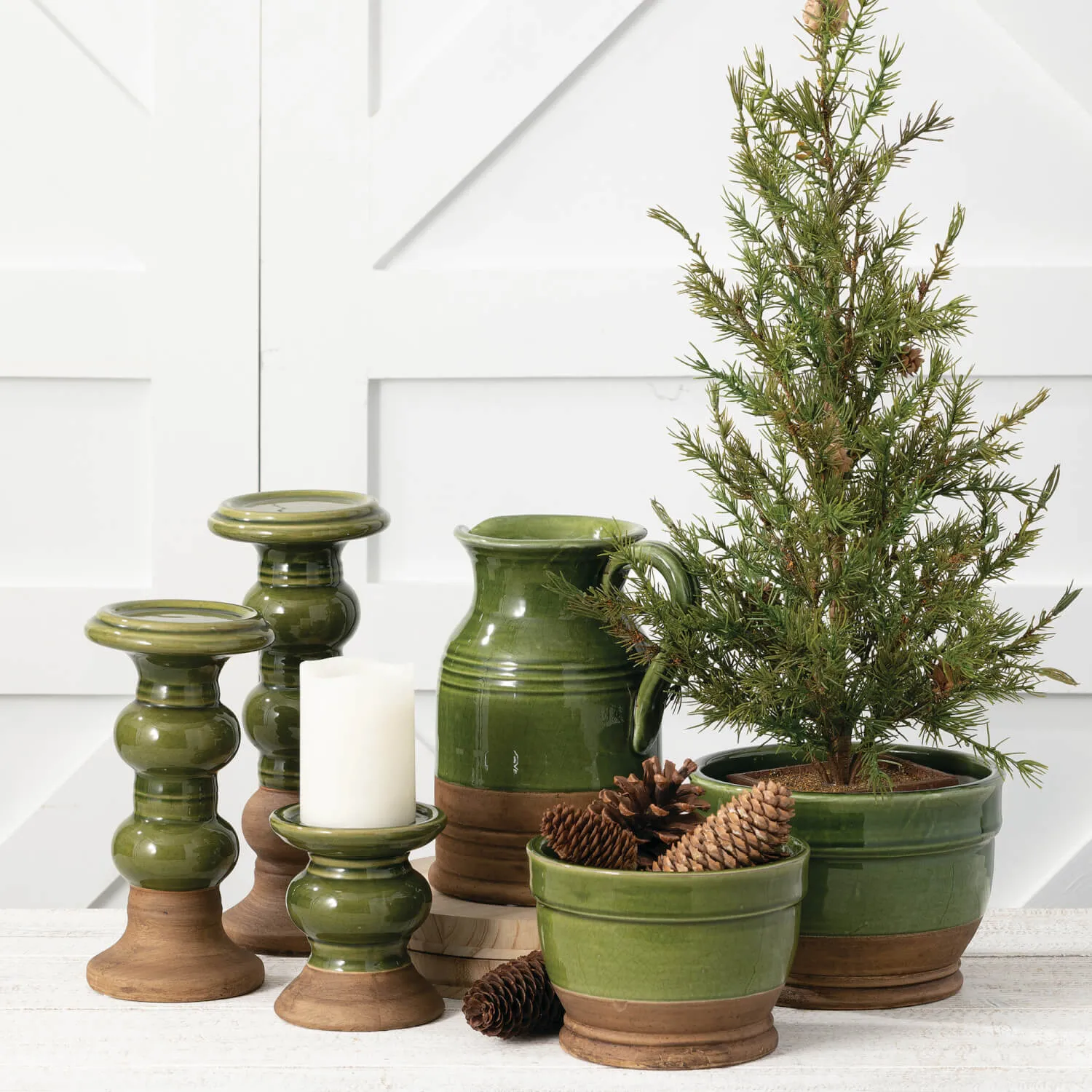 Earthy Two-Tone Brown and Green Ceramic Planters