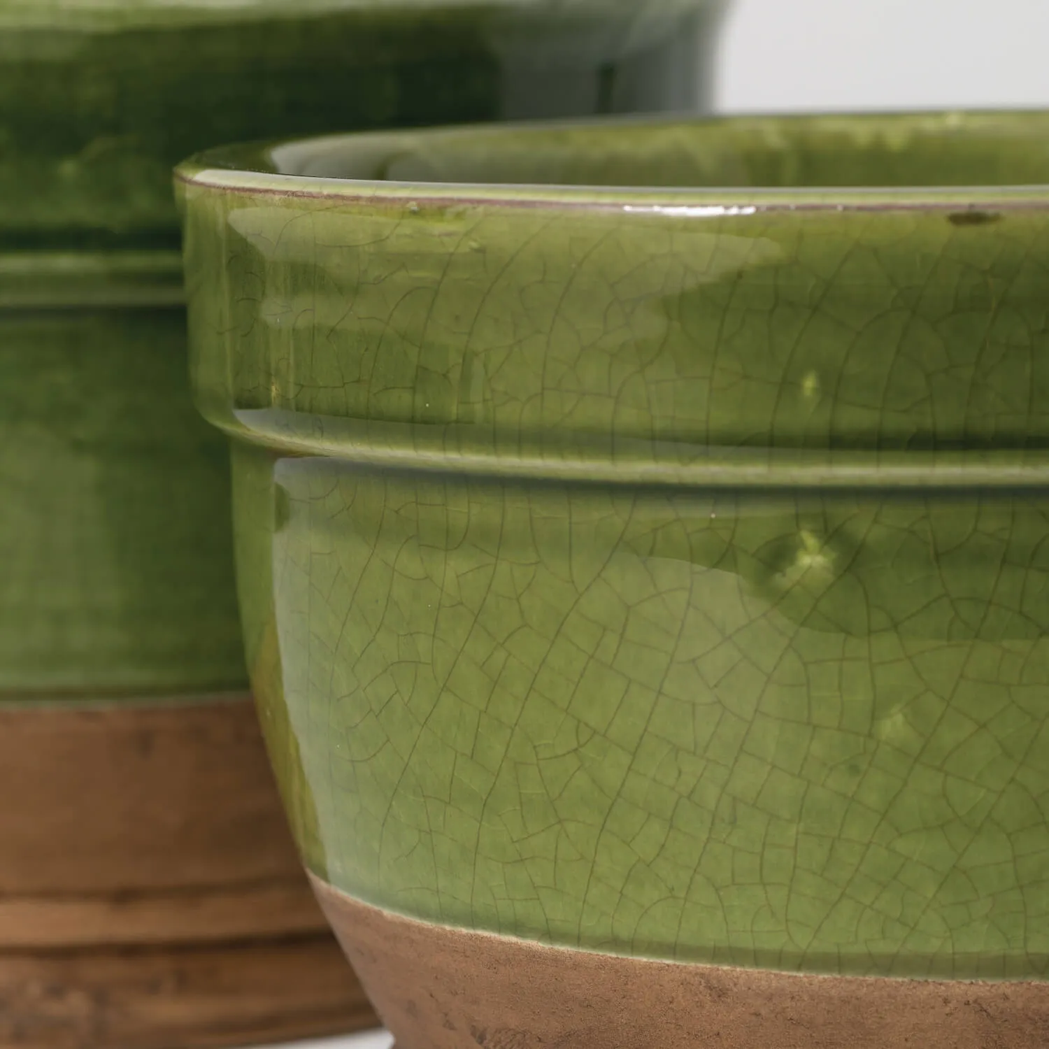 Earthy Two-Tone Brown and Green Ceramic Planters