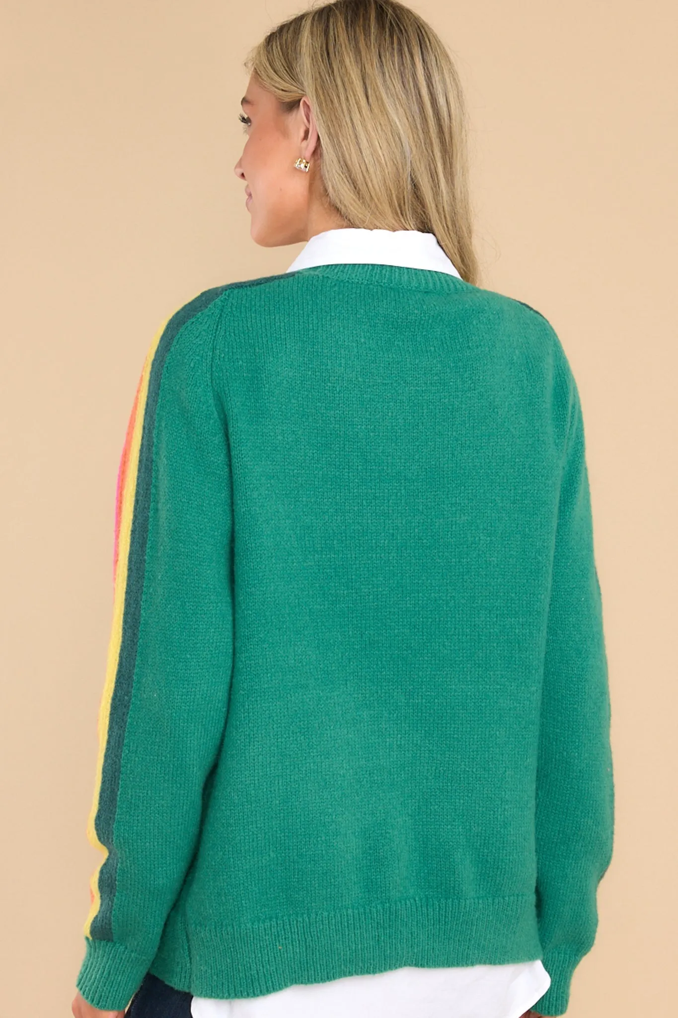 Easy Vibes Hunter Green Multi Stripe Sweater