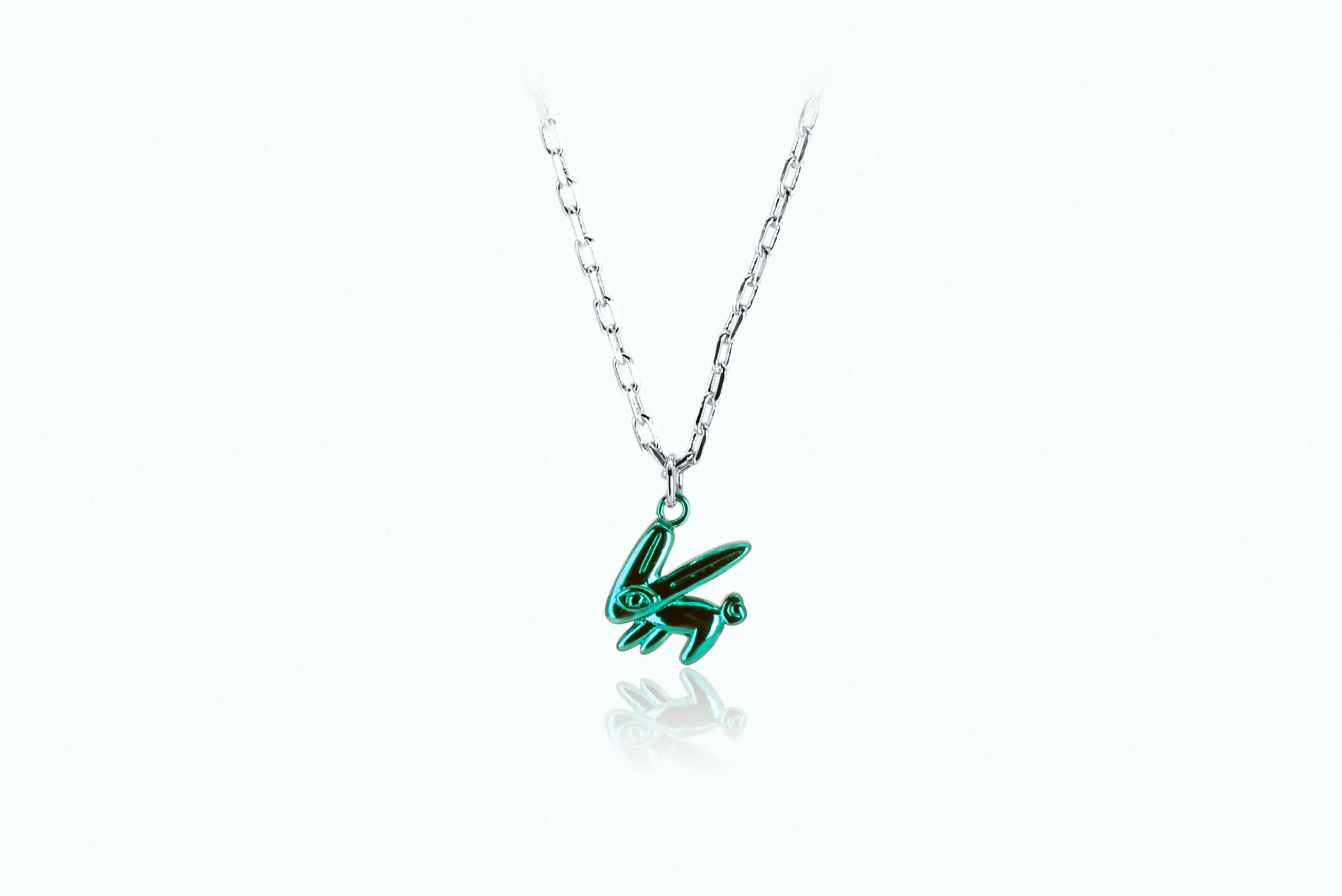 Electro Bunny Necklace (M) Silver Green