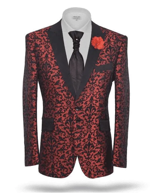 Fashion Blazer, Woven Victorian Rust - Men - Tuxedo - Prom