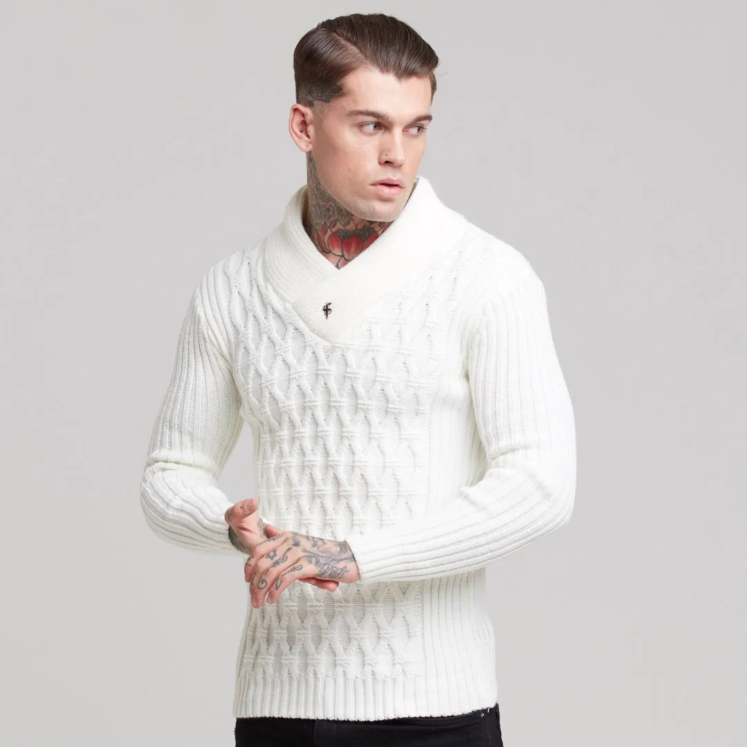 Father Sons Chunky Cable Knit Cream Sweater - FSJ001