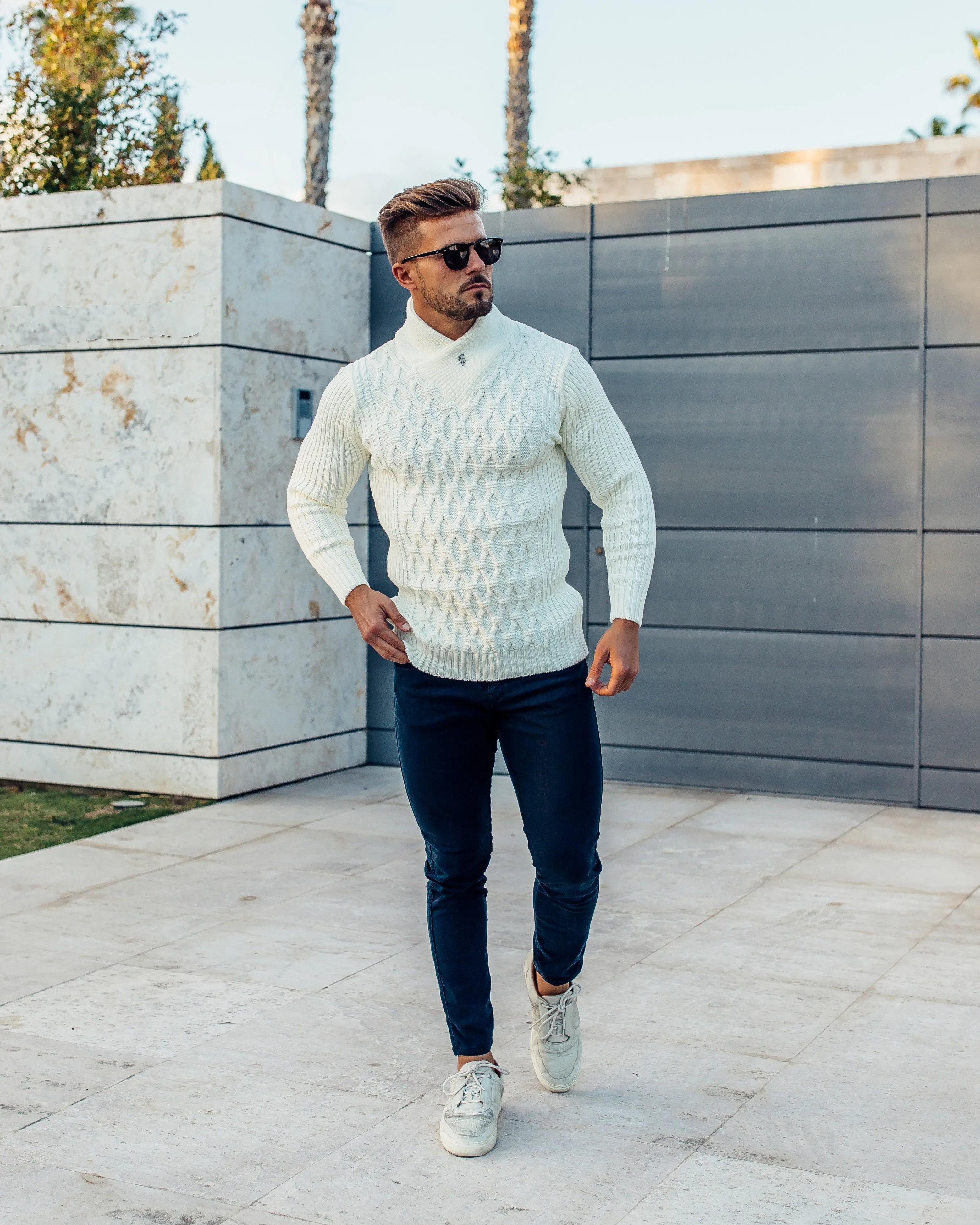 Father Sons Chunky Cable Knit Cream Sweater - FSJ001