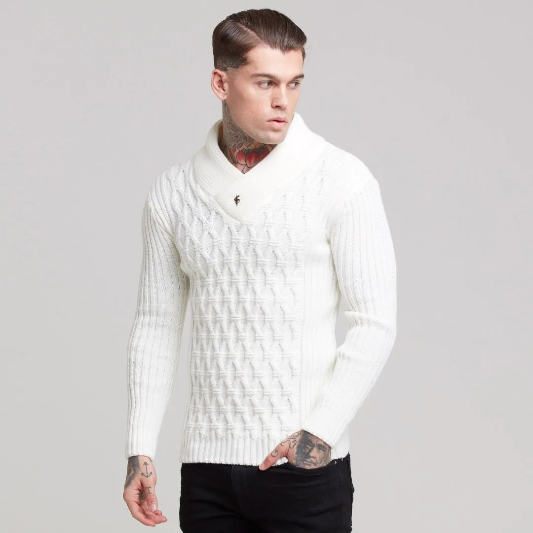 Father Sons Chunky Cable Knit Cream Sweater - FSJ001