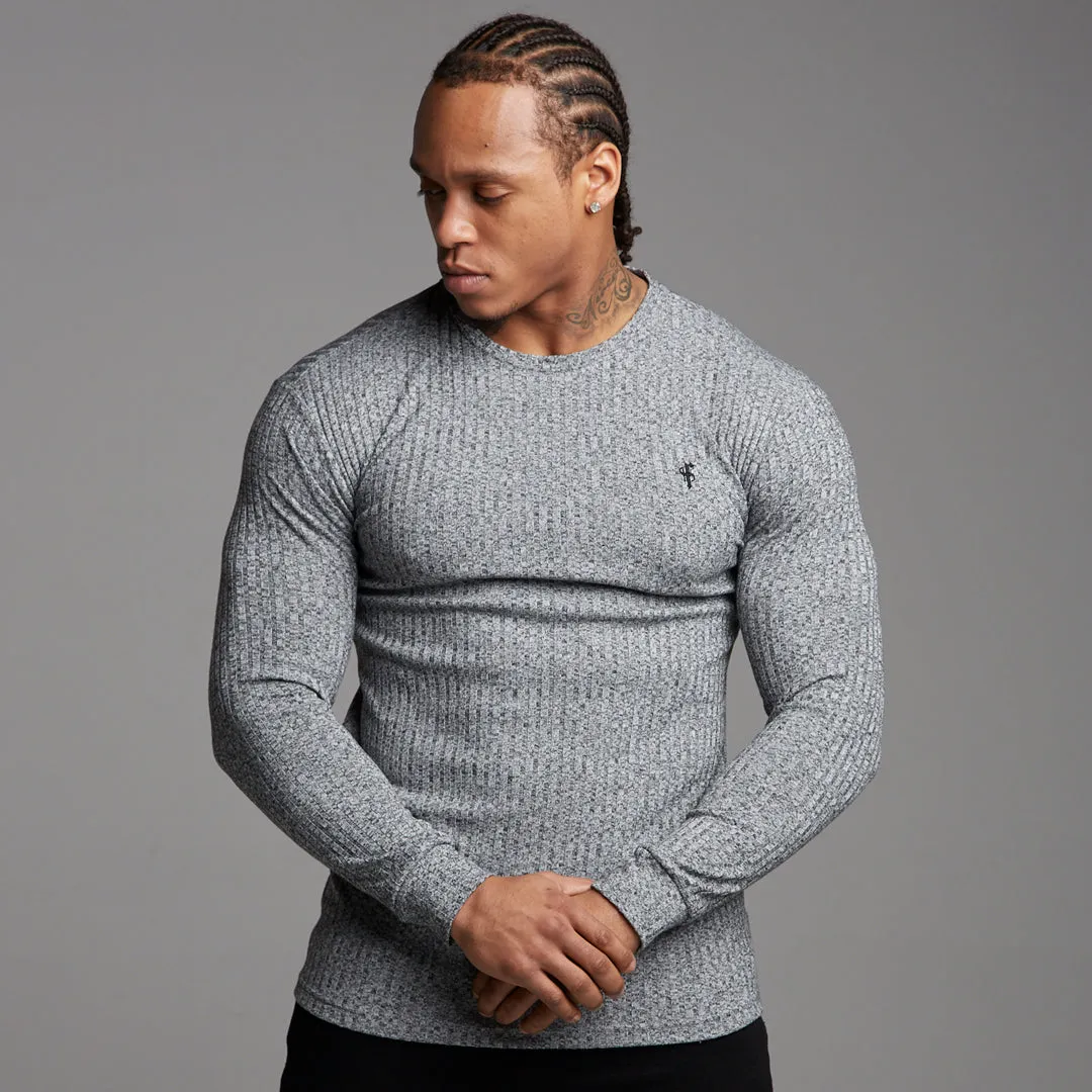 Father Sons Classic Grey & Black Ribbed Knit Sweater - FSH079