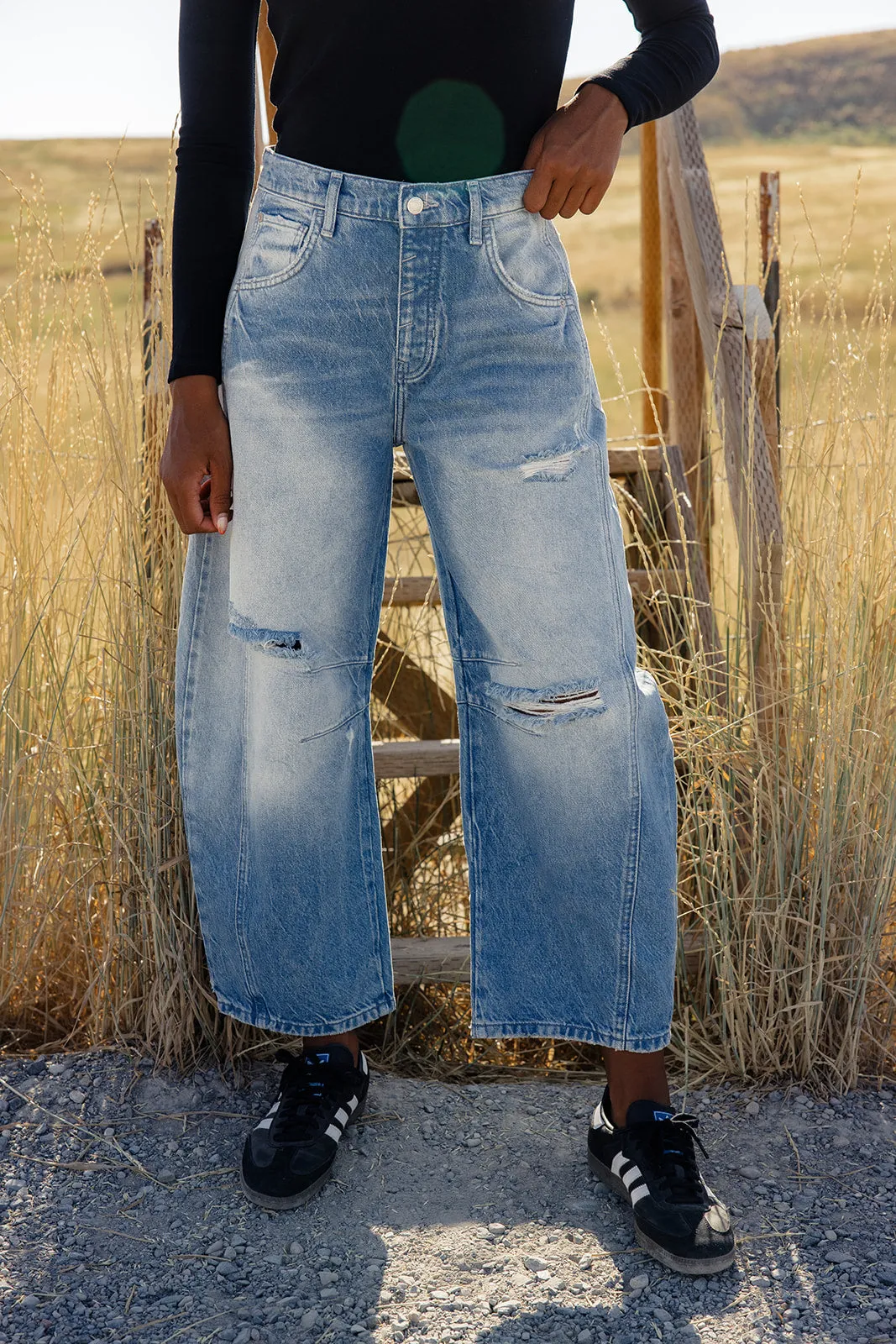 Free People Good Luck Mid Rise Barrel Jeans