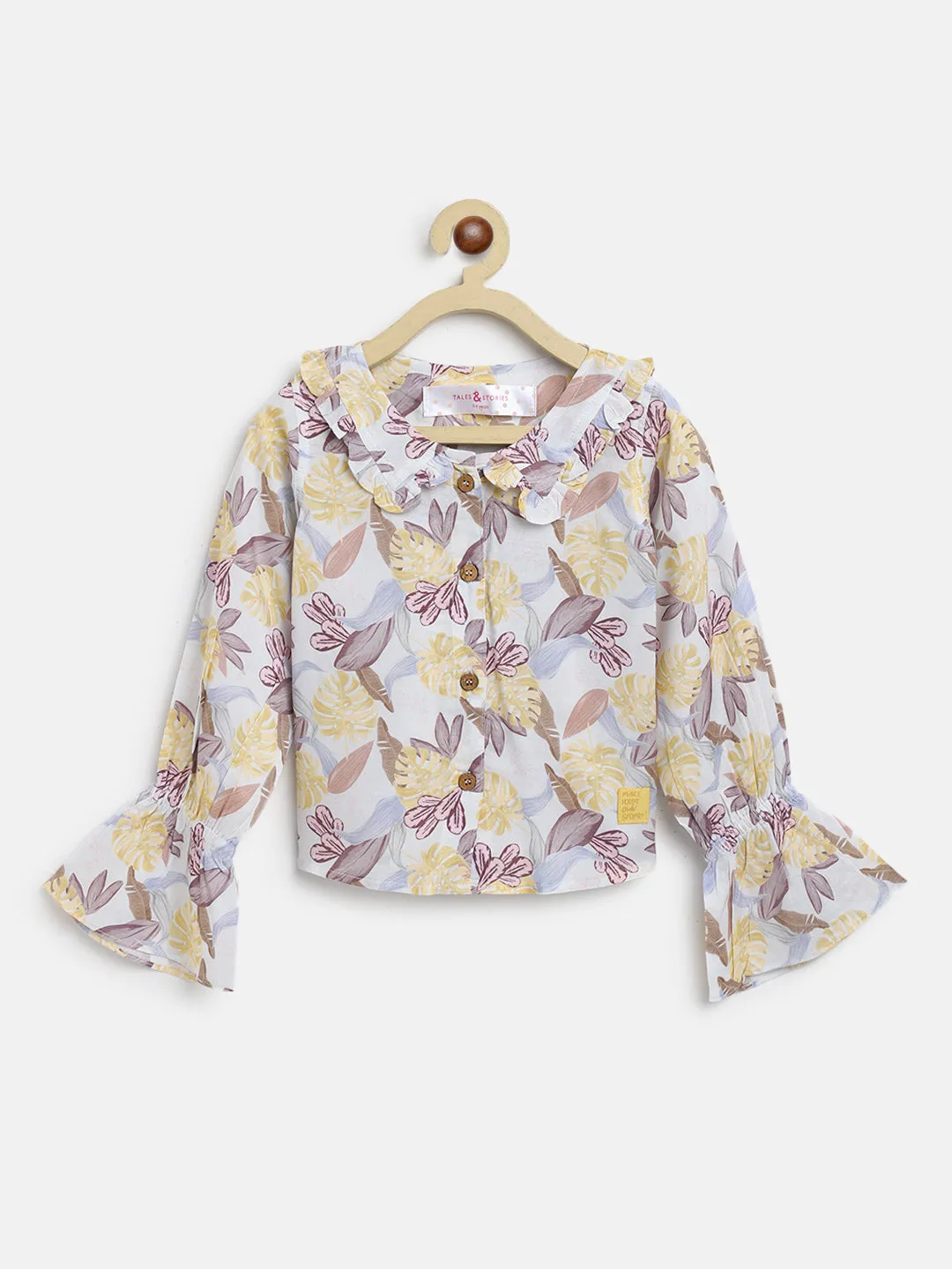 Girls Multicolor Floral Print Top