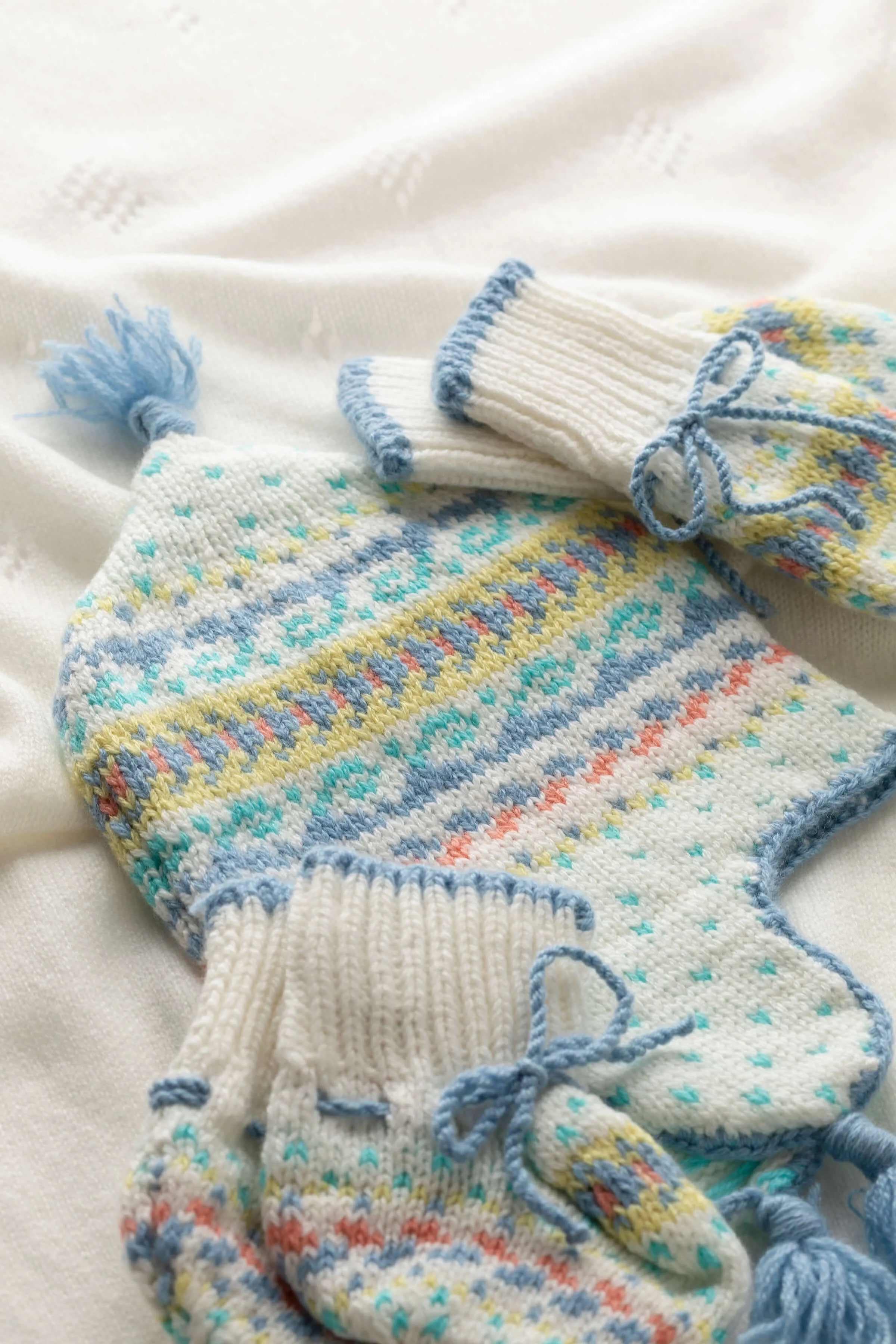 Hand Knitted Cashmere Fairisle Baby Mittens