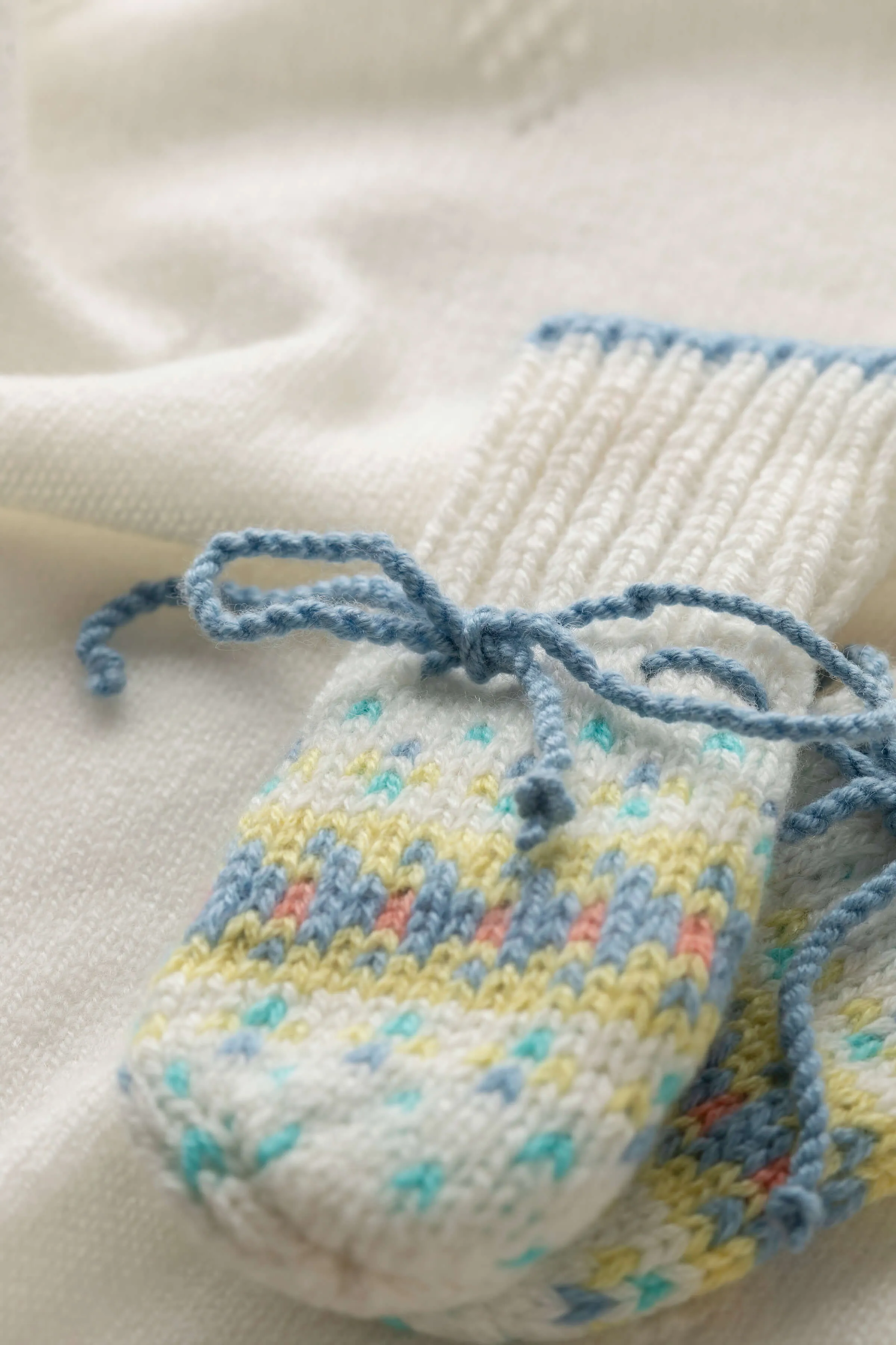 Hand Knitted Cashmere Fairisle Baby Mittens