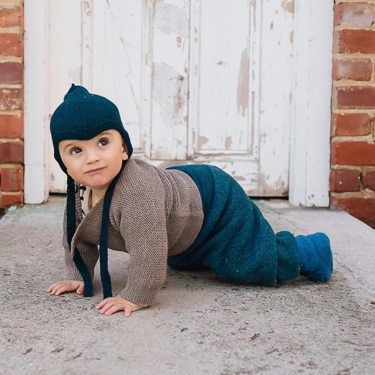 Hand knitted Rico Sailor Sweater in Baby Alpaca - Light Brown (9m-3y)