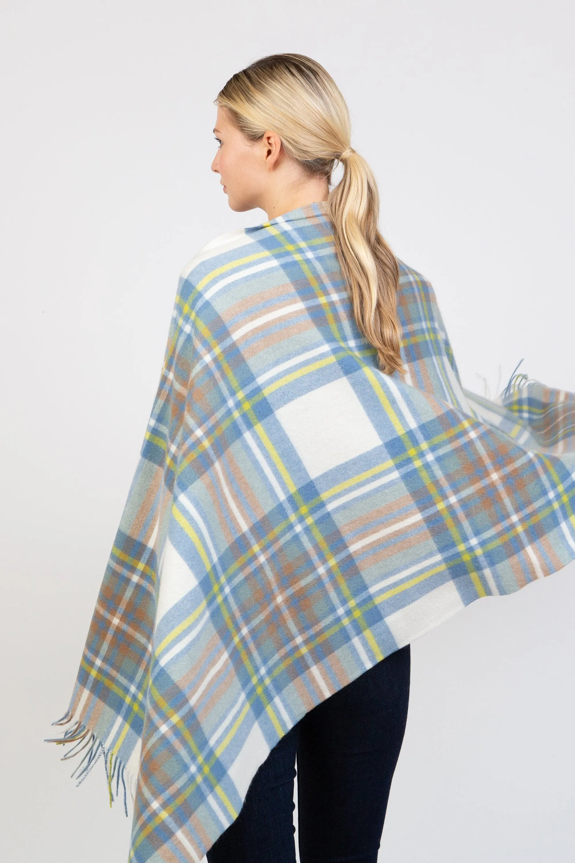 Heritage Tartan Cashmere Stole - Muted Blue Stewart