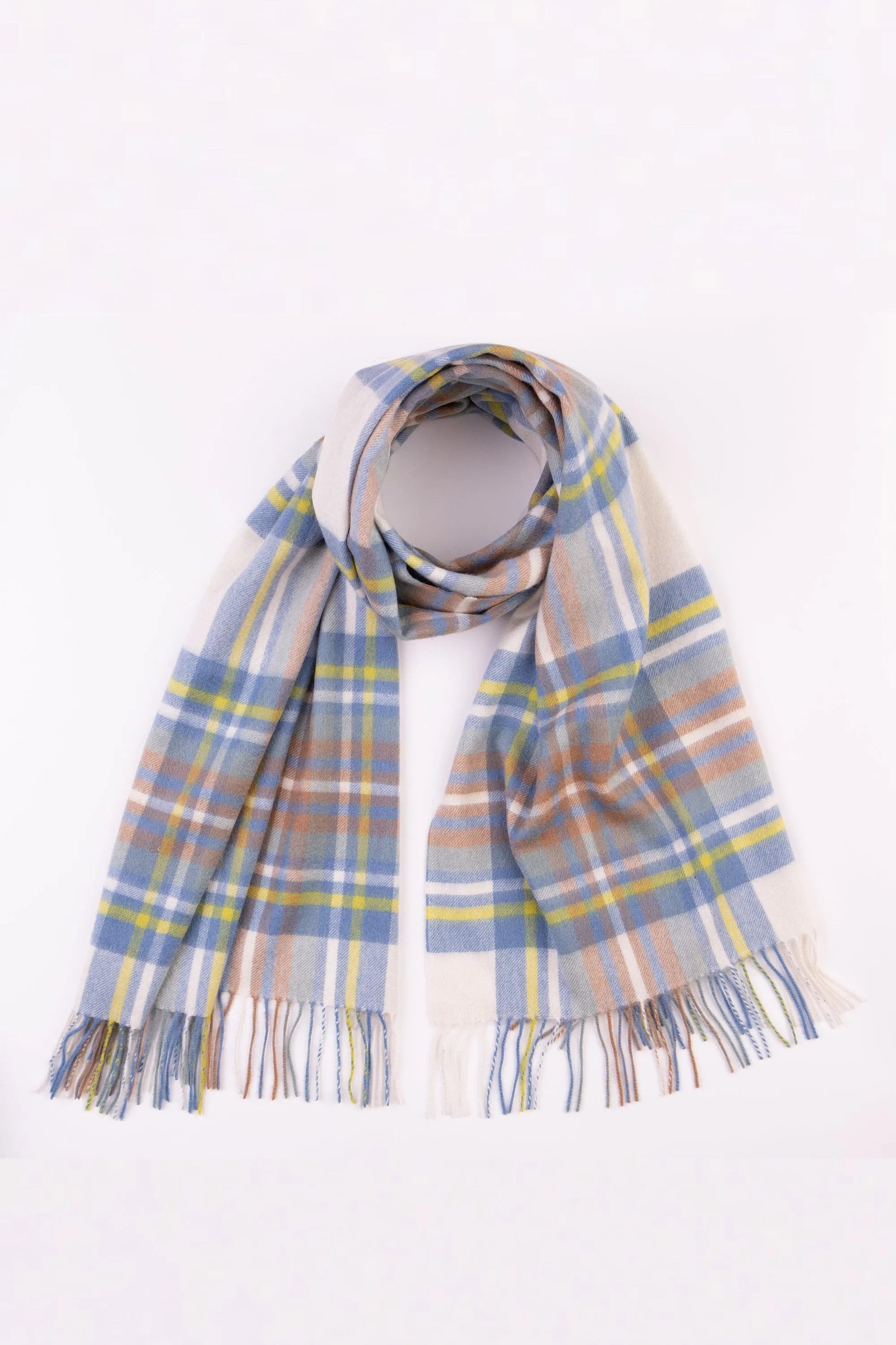 Heritage Tartan Cashmere Stole - Muted Blue Stewart