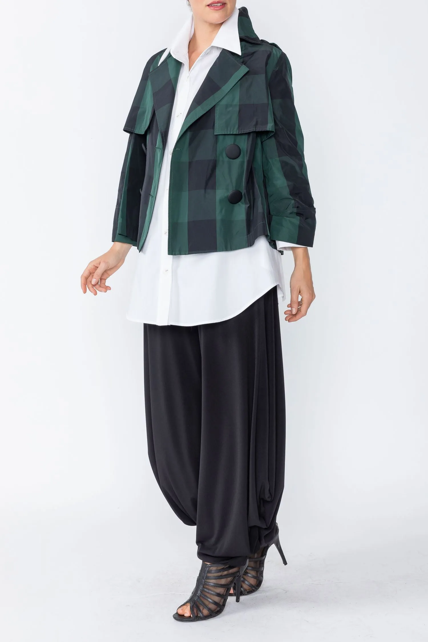 Hunter Green Double Button Trench Short Coat