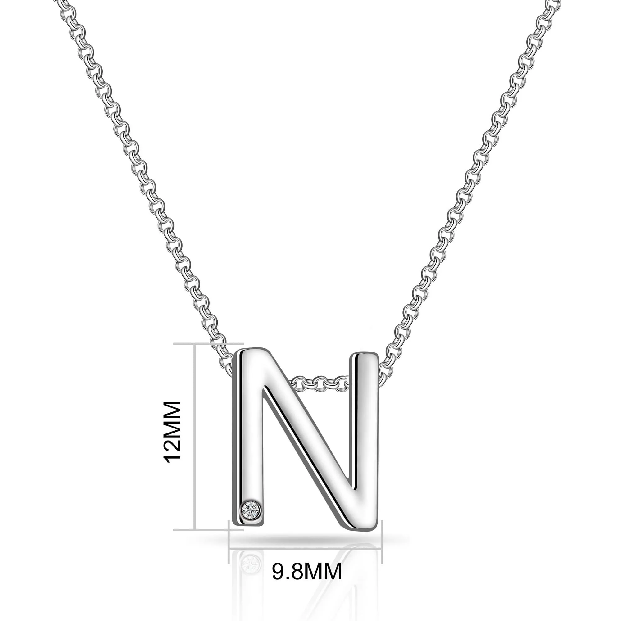 Initial N Necklace with Birthstone Charm Created with Zircondia® Crystals