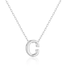 Initial Necklace Letter C Created with Zircondia® Crystals