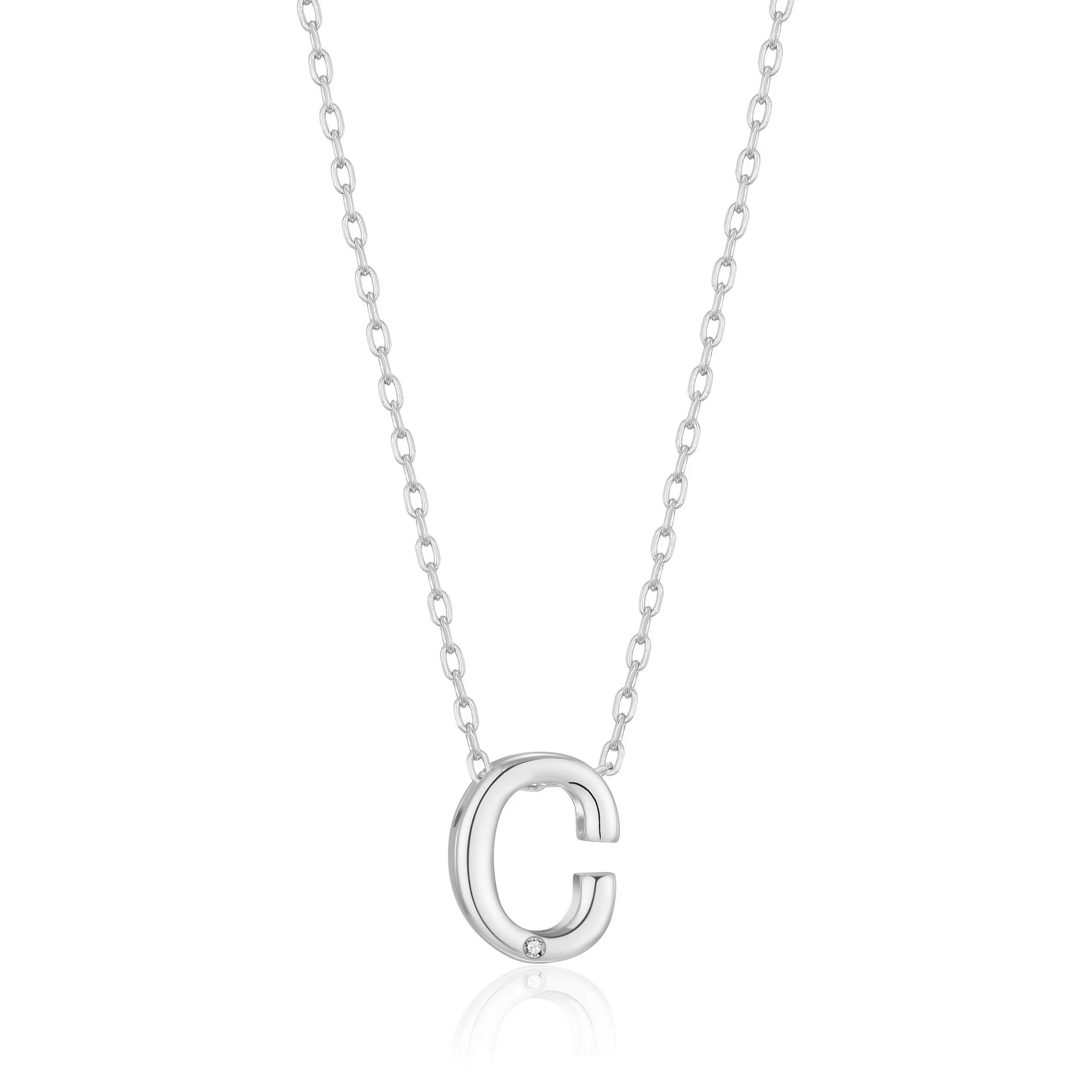 Initial Necklace Letter C Created with Zircondia® Crystals