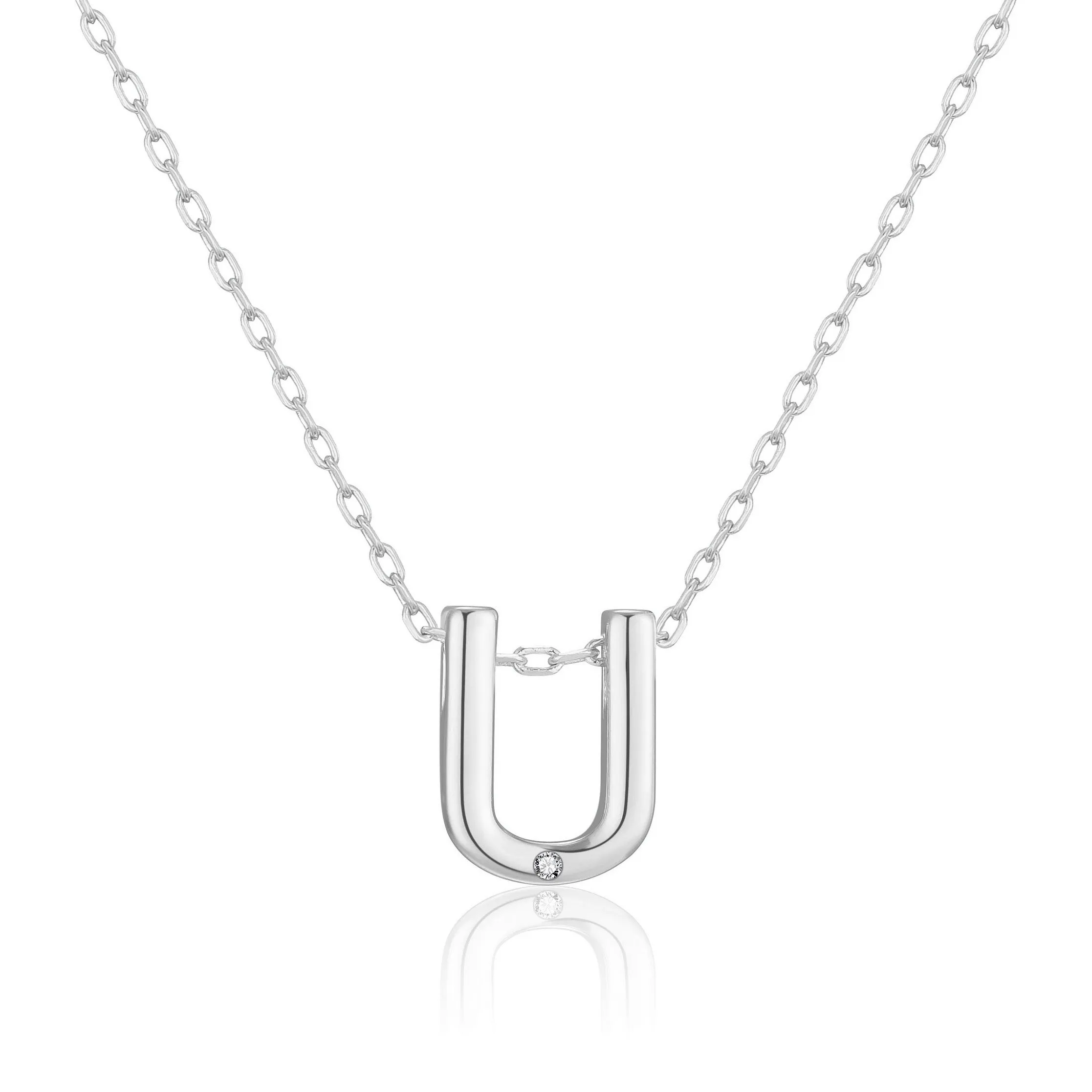 Initial Necklace Letter U Created with Zircondia® Crystals