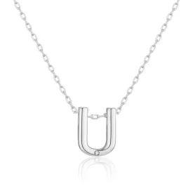 Initial Necklace Letter U Created with Zircondia® Crystals