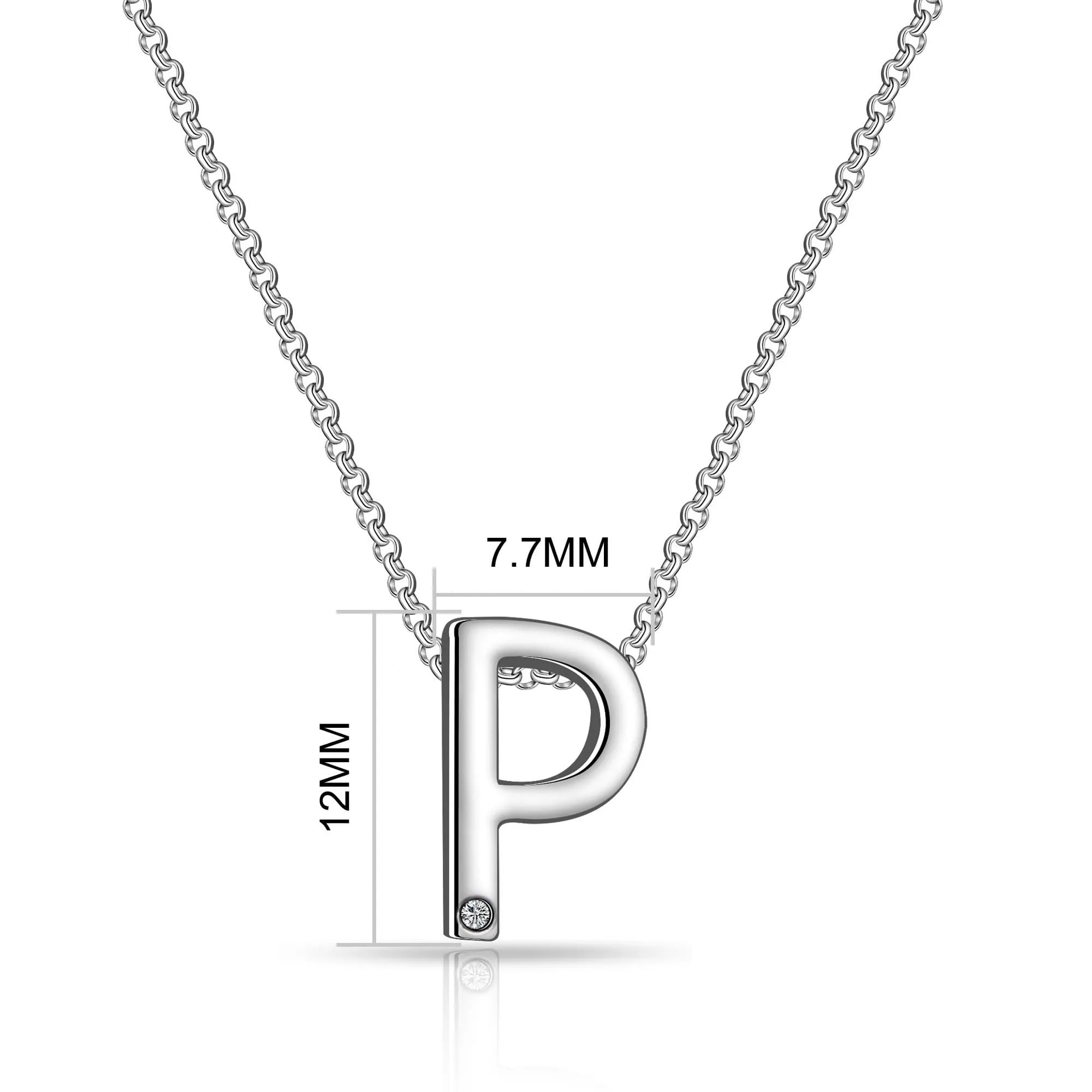 Initial P Necklace with Birthstone Charm Created with Zircondia® Crystals