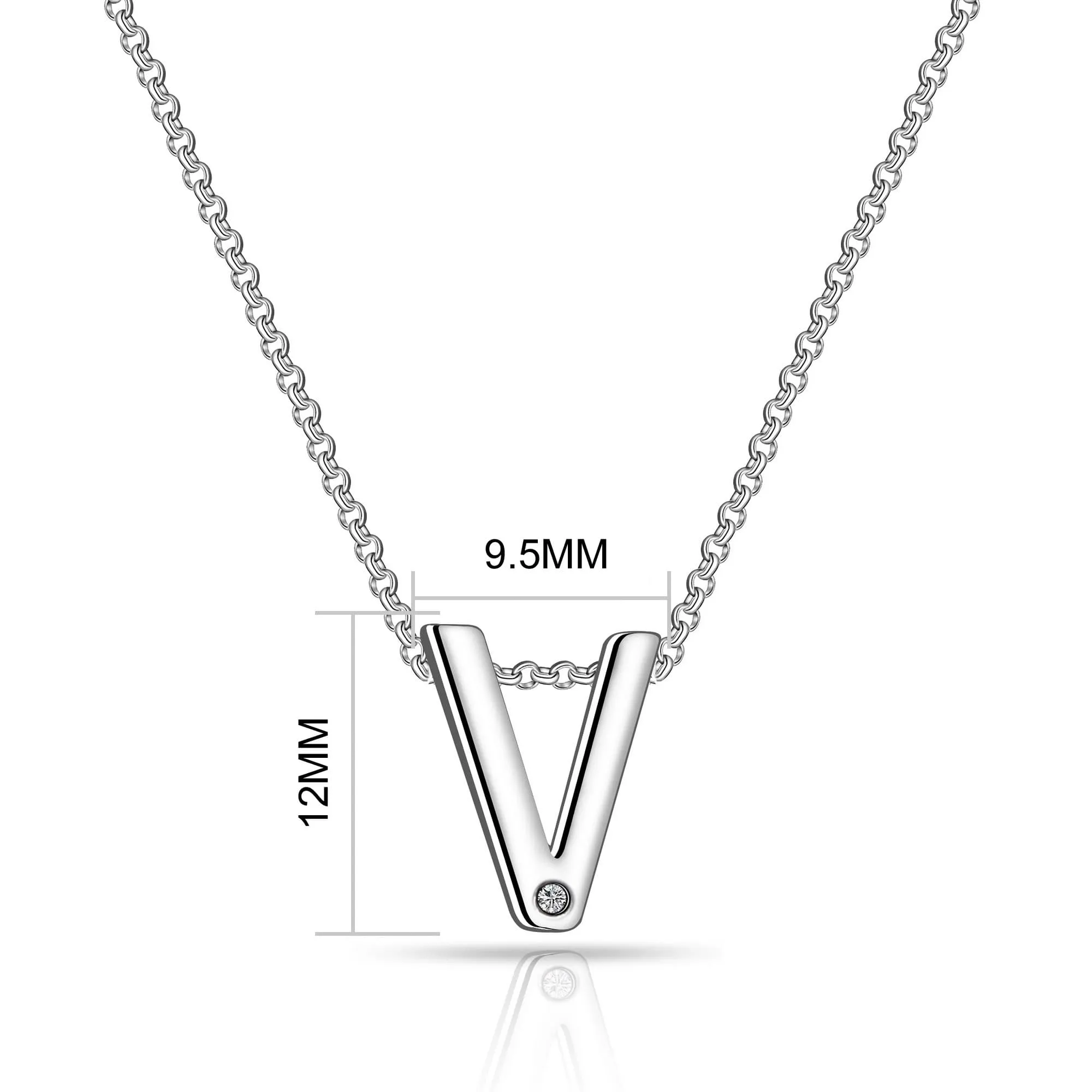 Initial V Necklace with Birthstone Charm Created with Zircondia® Crystals