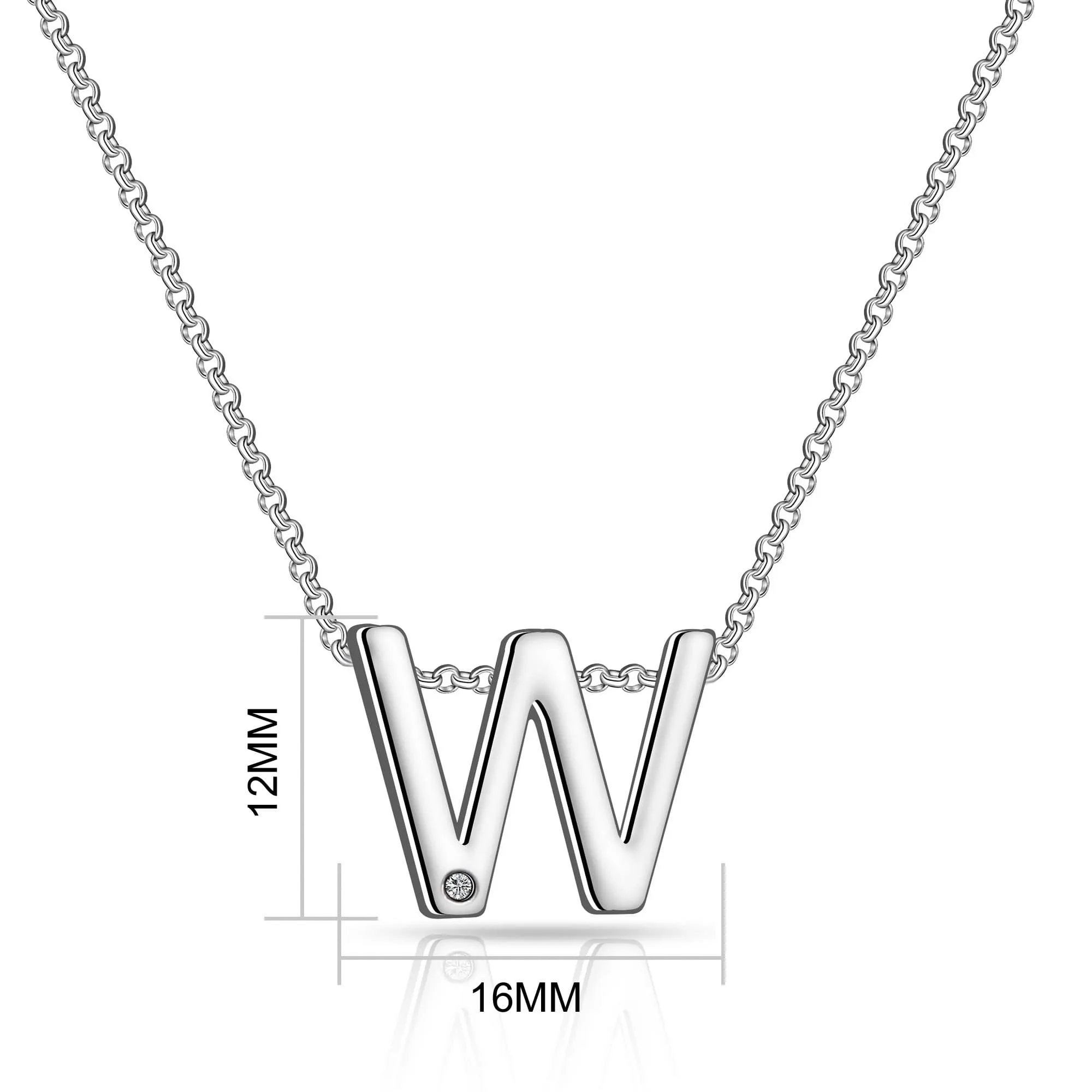 Initial W Necklace with Birthstone Charm Created with Zircondia® Crystals