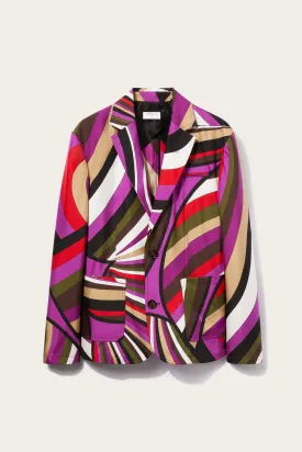 Iride-Print Silk-Twill Blazer