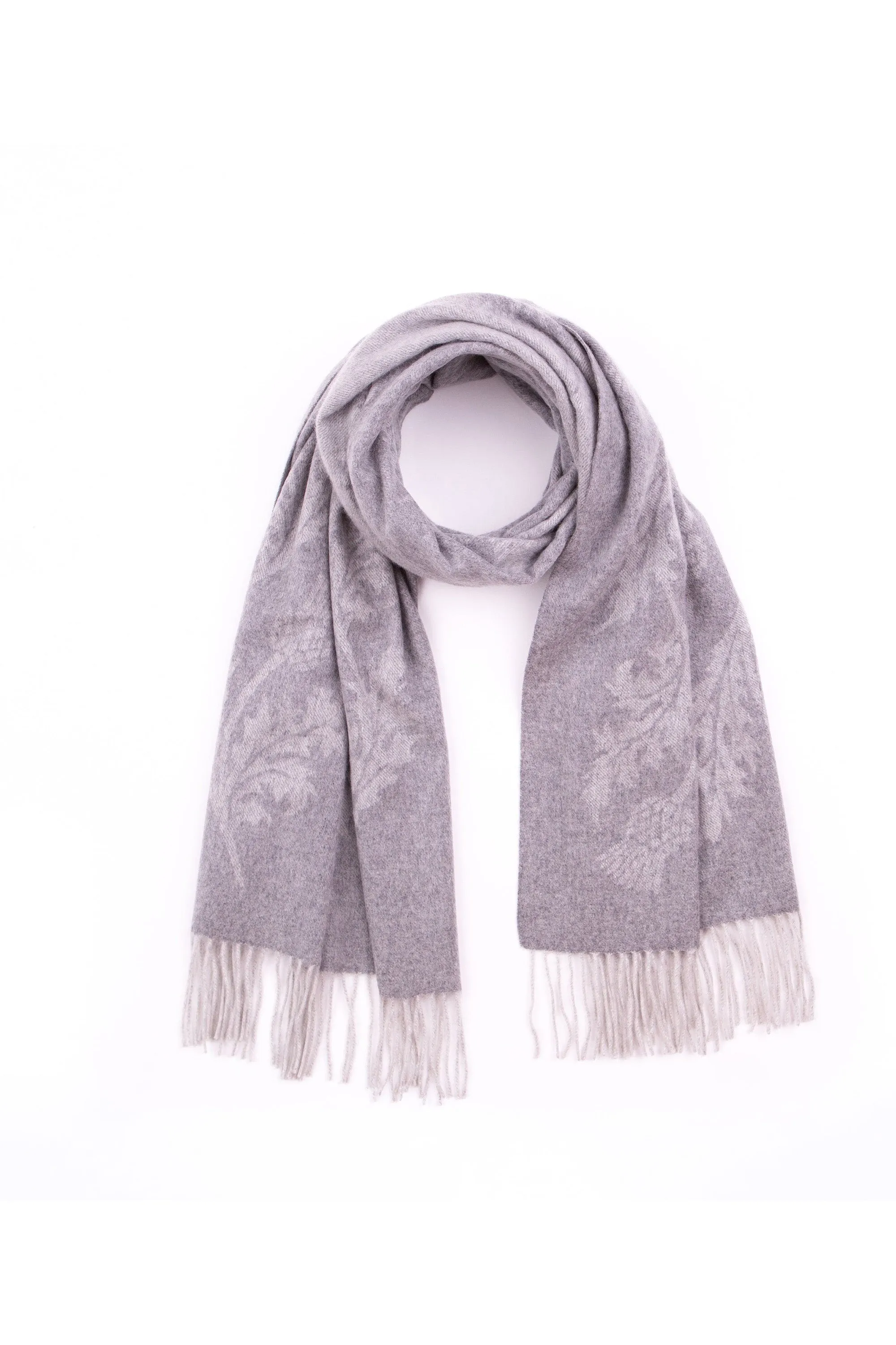 Jacquard Cashmere Stole - Light Grey