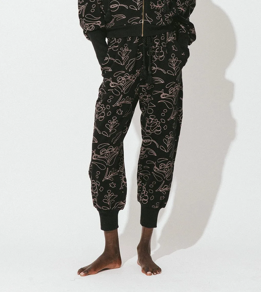 Janna Quilted Sweatpant | Black Multi