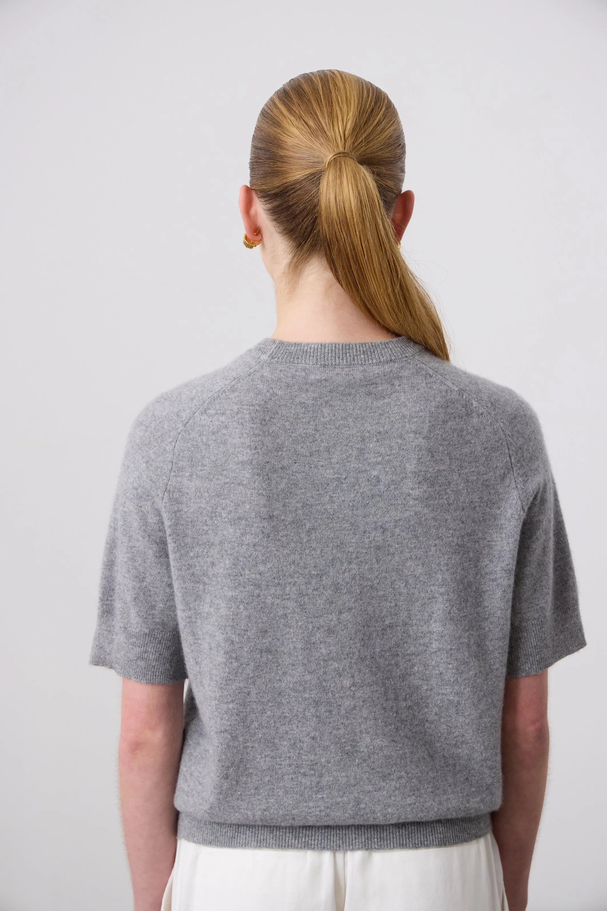 Jasper Cashmere T-Shirt Crew - Grey Marle