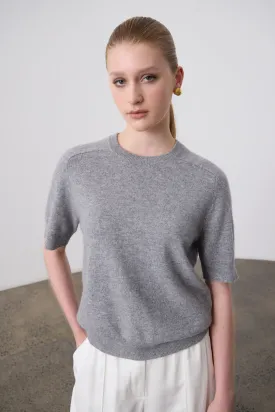 Jasper Cashmere T-Shirt Crew - Grey Marle