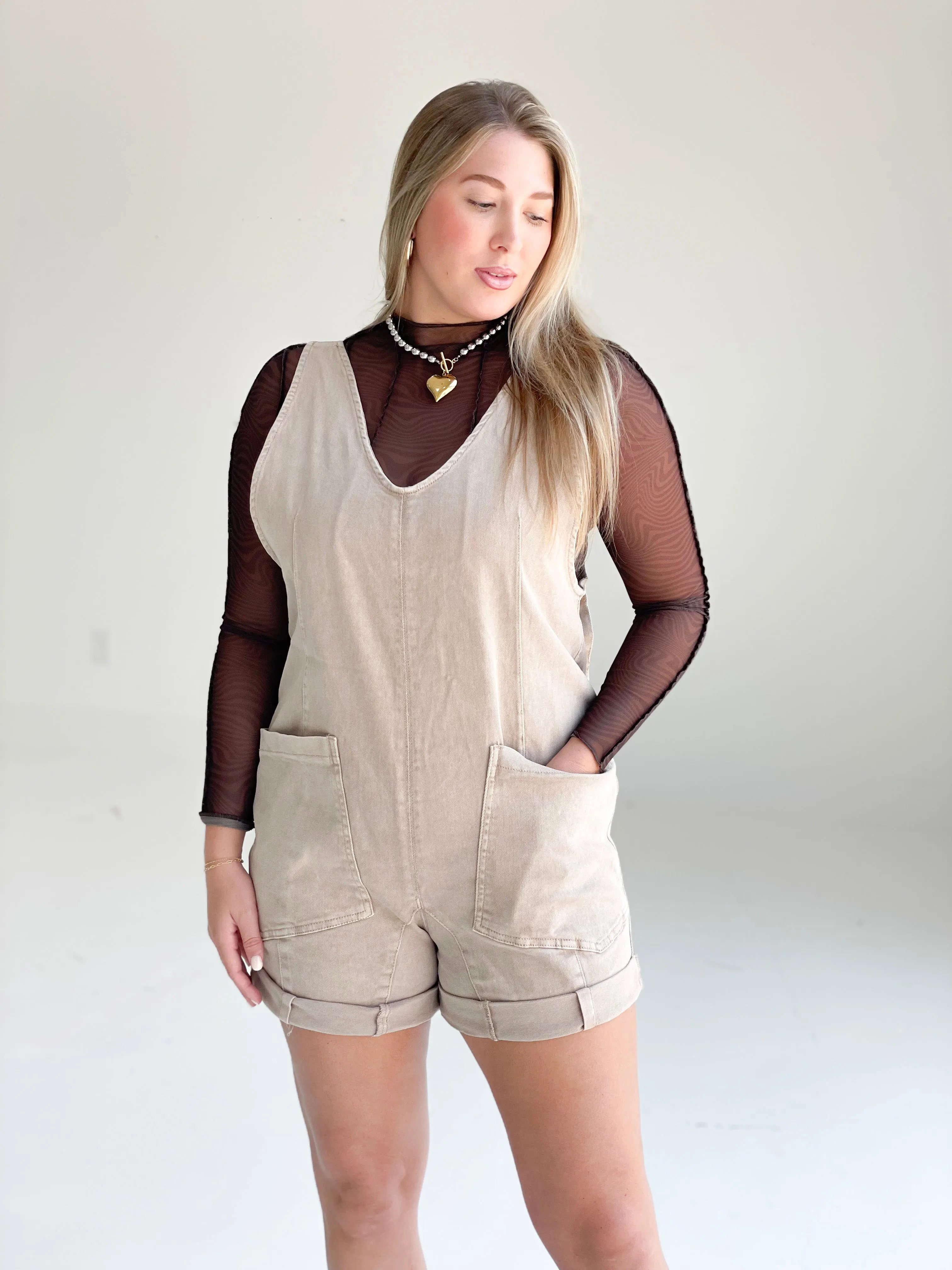 Keep To Myself Romper - Ash Mocha