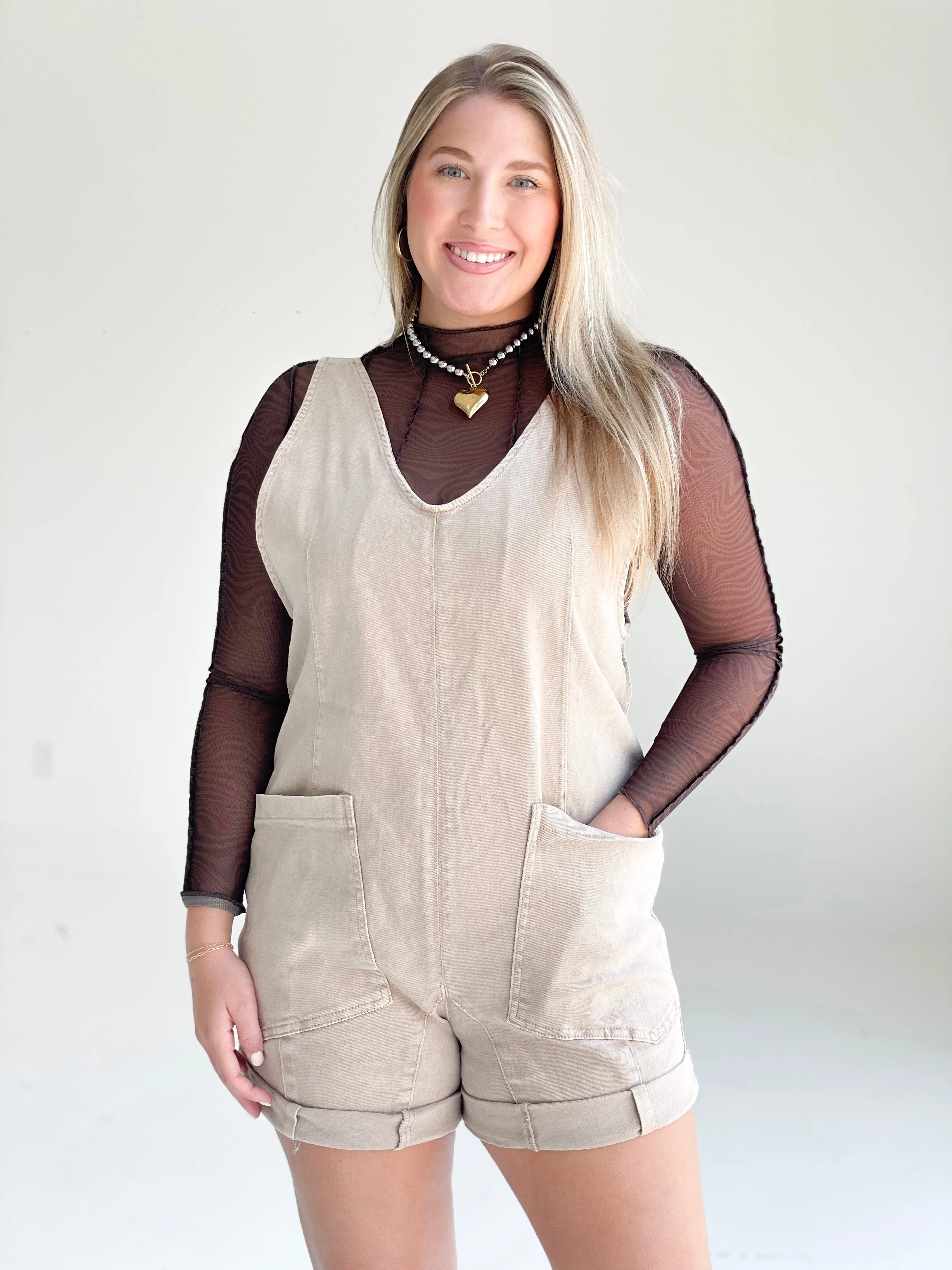 Keep To Myself Romper - Ash Mocha