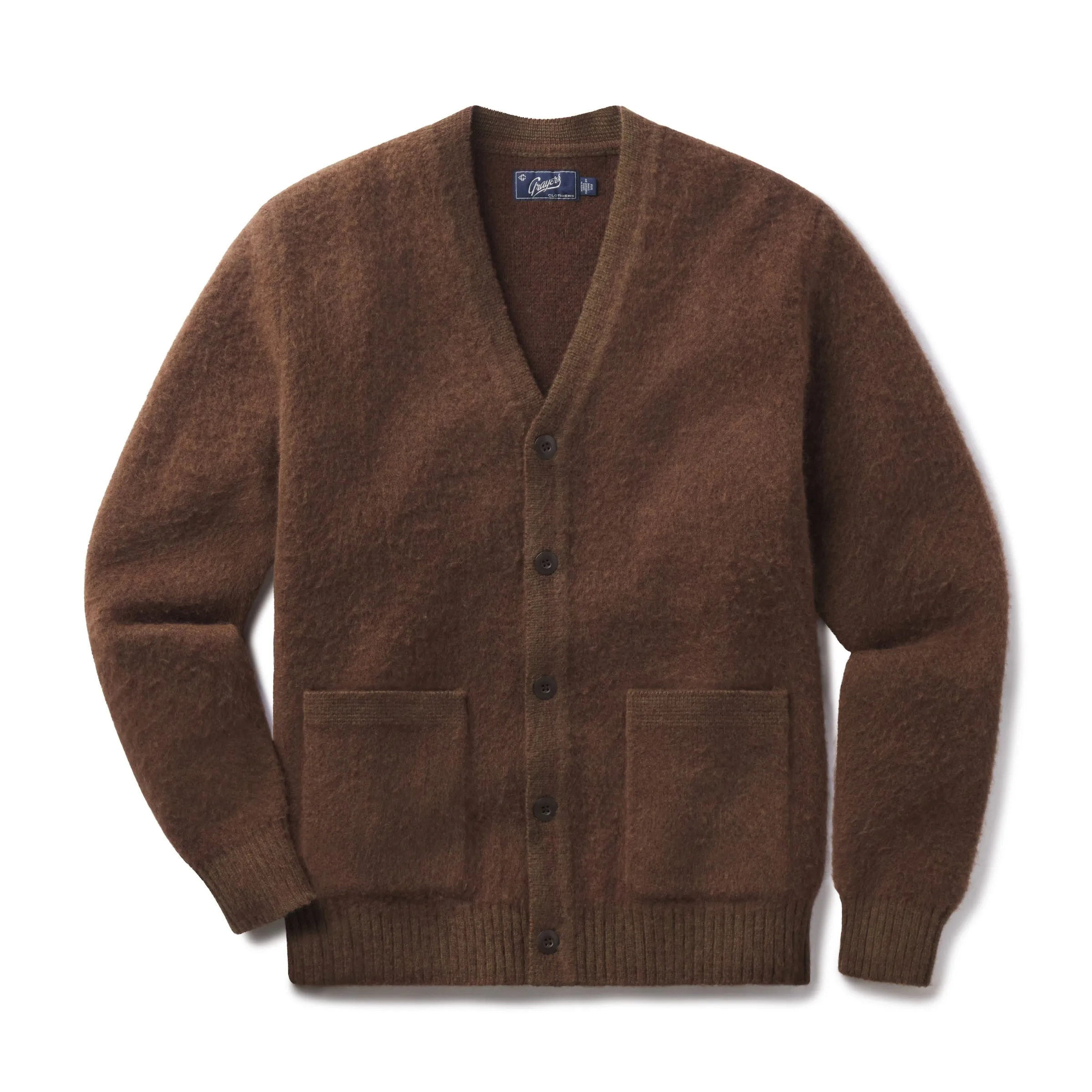 Kent Brushed Wool Cardigan - Teak