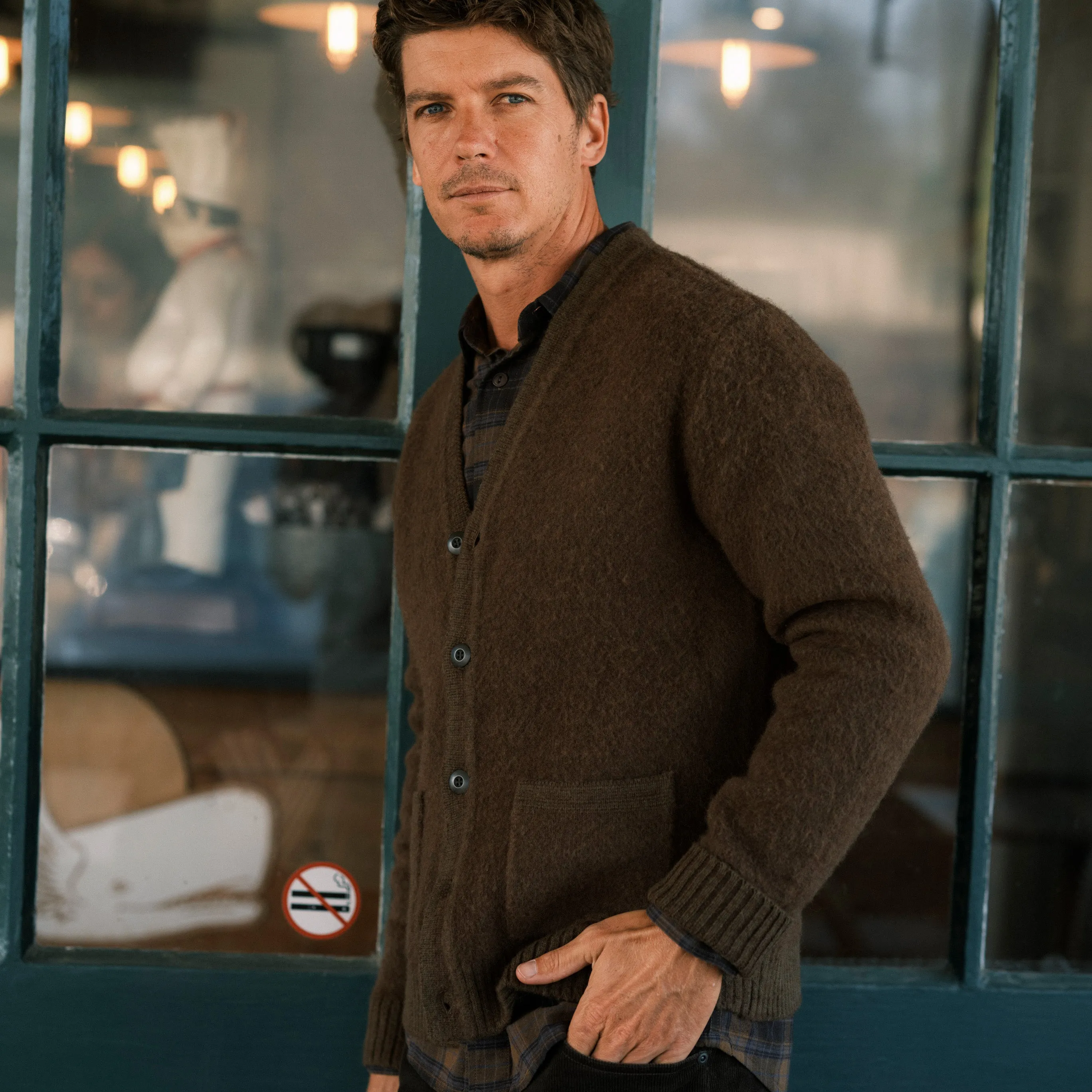 Kent Brushed Wool Cardigan - Teak