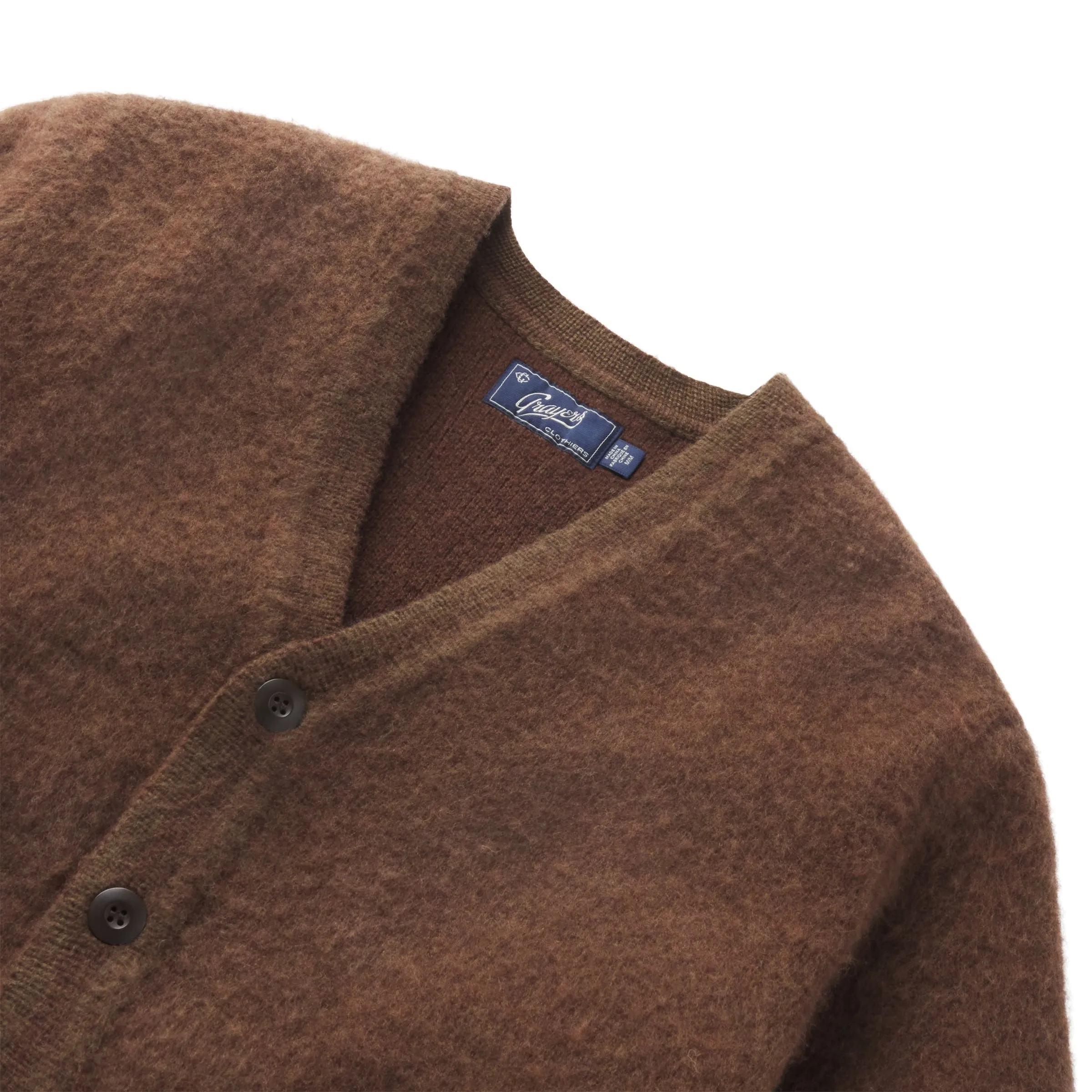 Kent Brushed Wool Cardigan - Teak