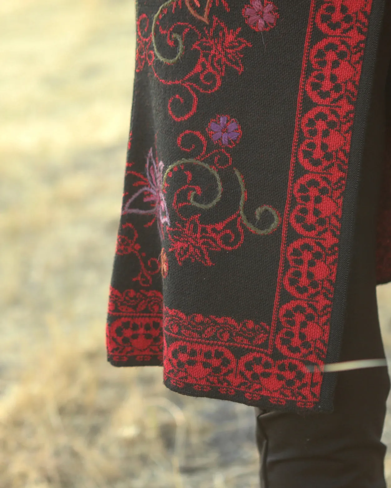 Long Alpaca Embroidered Peru Sweaters