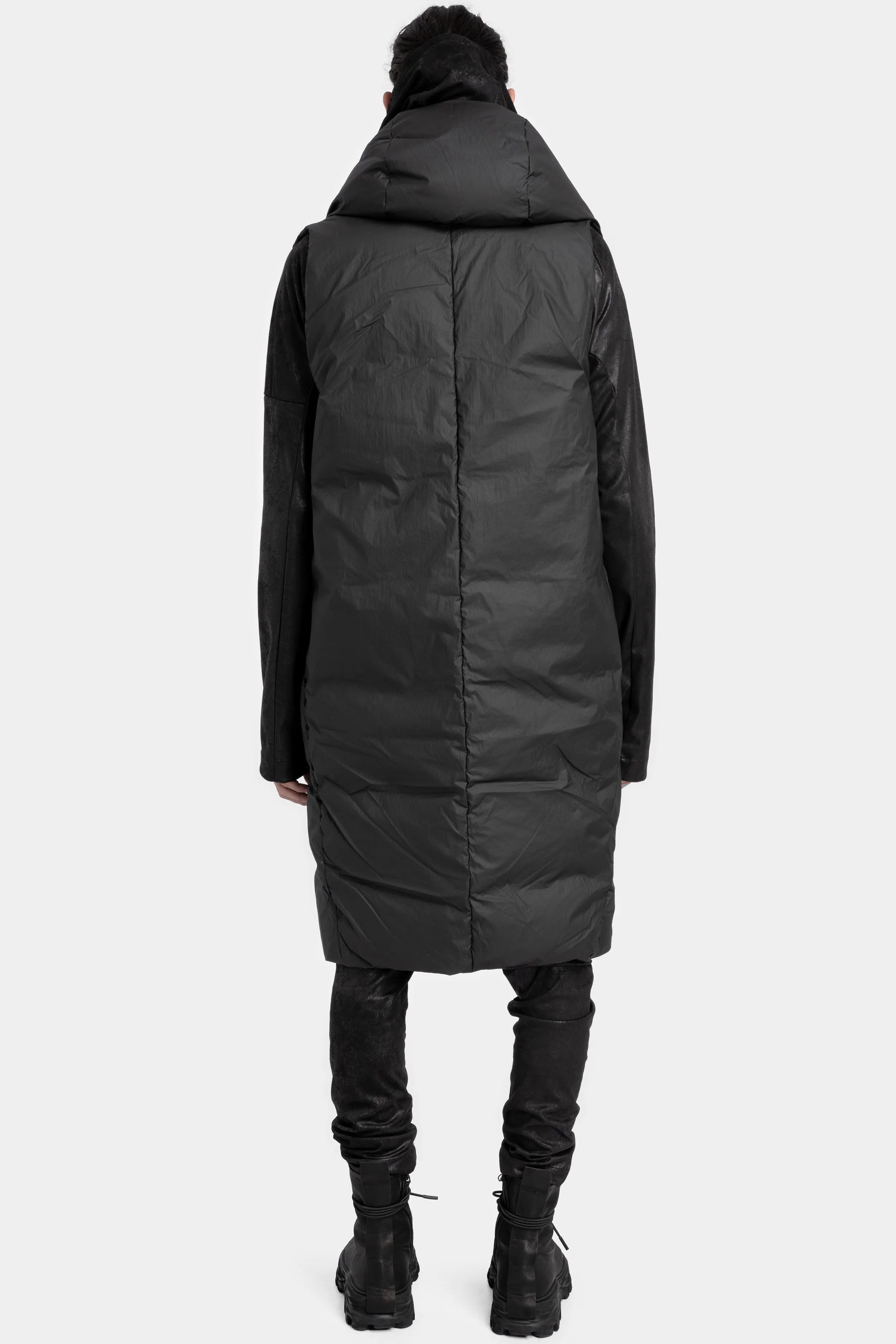 Long hooded down vest