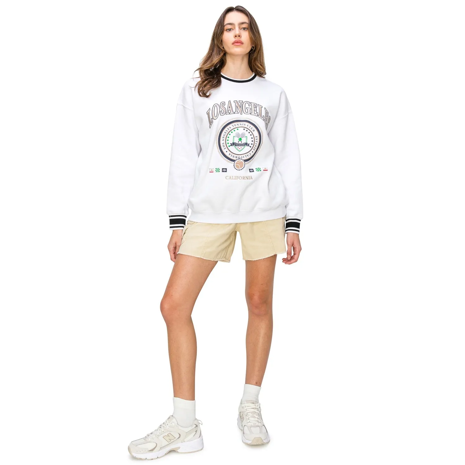 Los Angeles Print Crewneck Sweatshirt - White