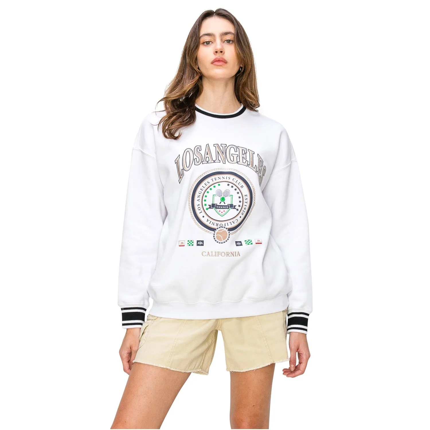 Los Angeles Print Crewneck Sweatshirt - White