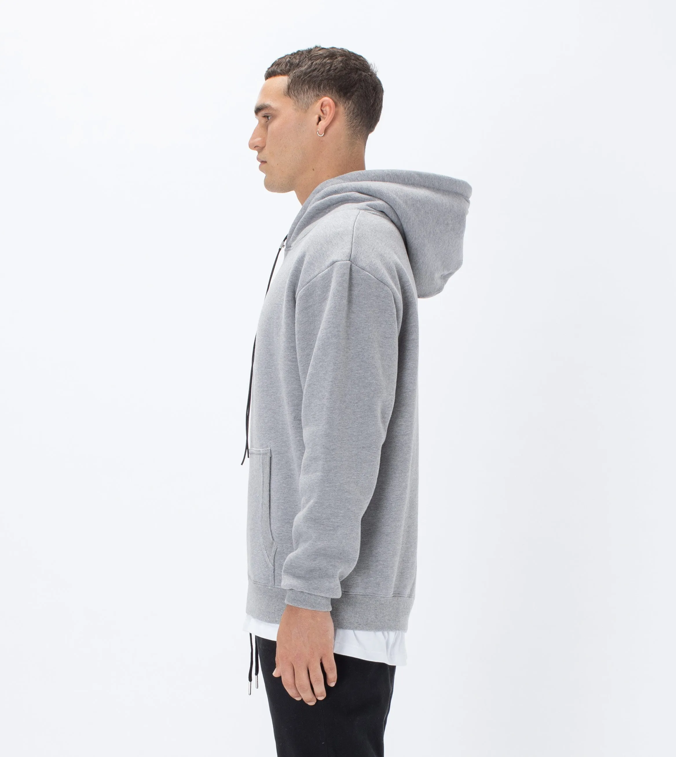 Lowgo Hood Sweat Dk Grey Marle