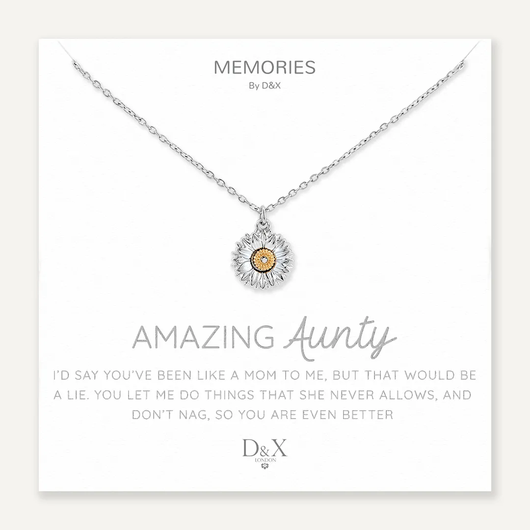 Memories: "AMAZING AUNTY" | Flower Necklace | White Gold-Plated | Multi-Colour