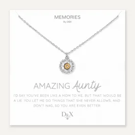 Memories: "AMAZING AUNTY" | Flower Necklace | White Gold-Plated | Multi-Colour