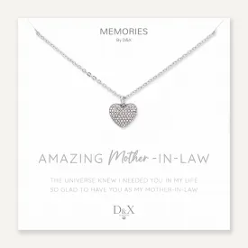 Memories: "AMAZING MOTHER-IN-LAW" | Heart Necklace | White Gold-Plated