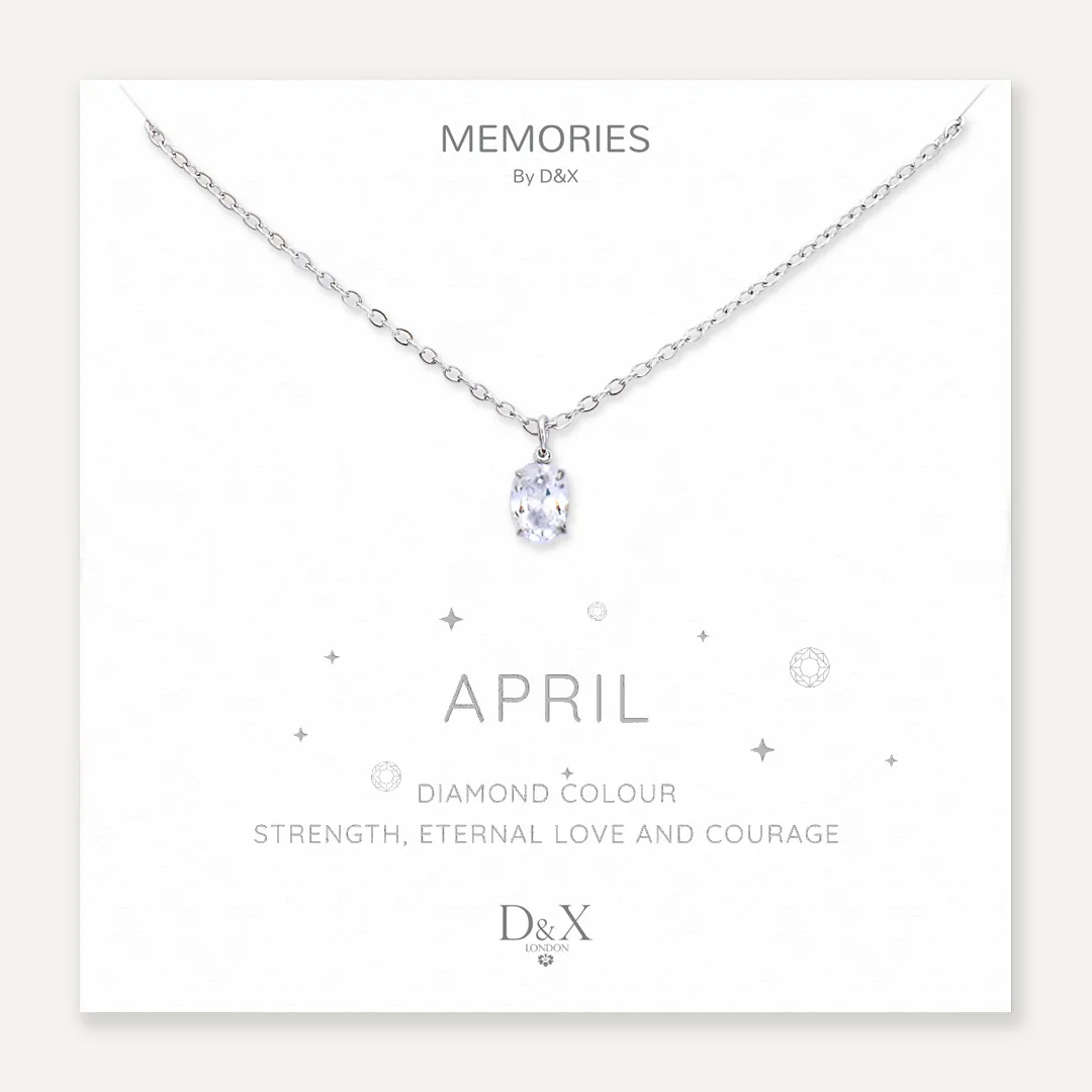 Memories: "APRIL" | Diamond Necklace | White Gold-Plated